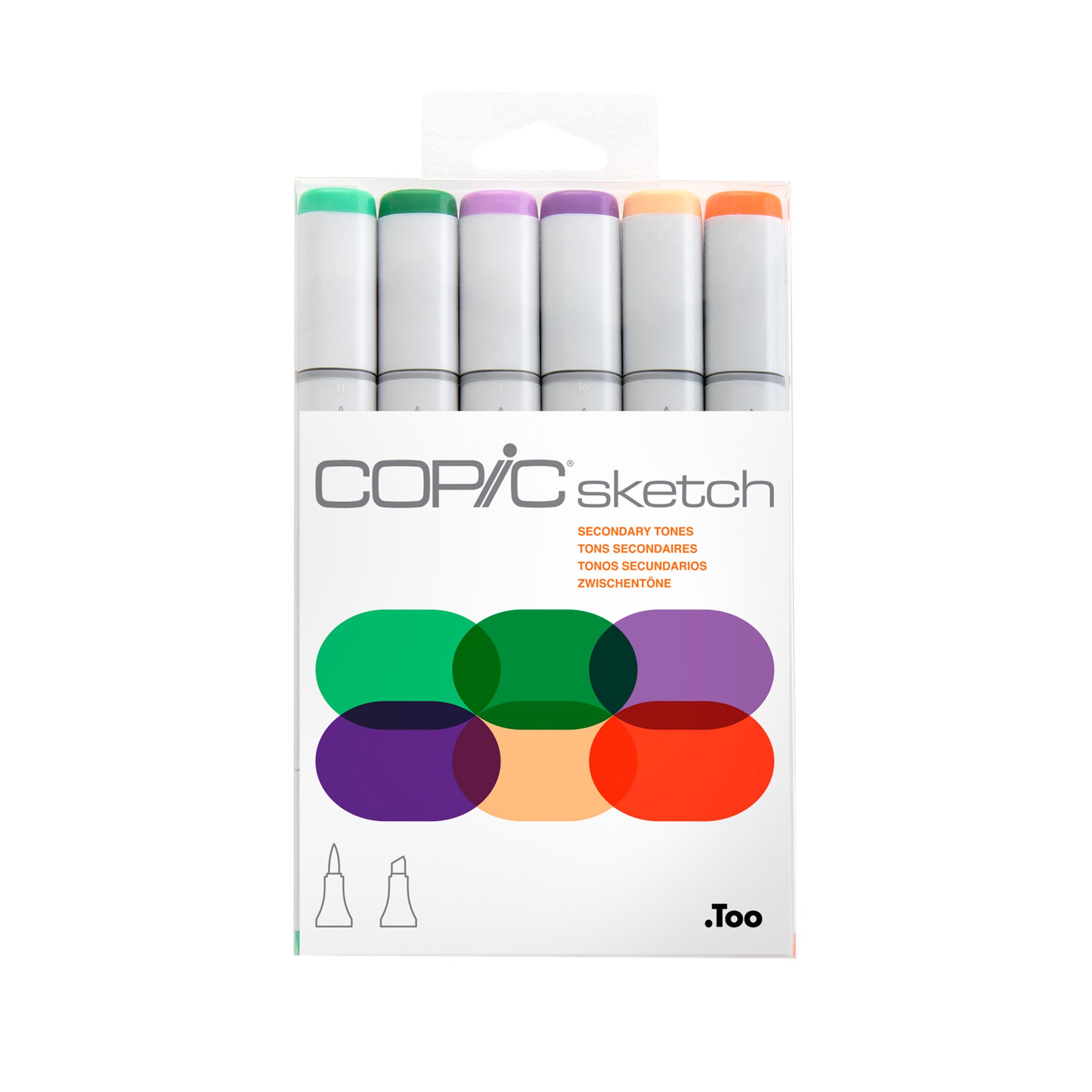 6 Pack Copic Sketch Markers - Secondary Tones Set for Artists & Illustrators | Alcohol-Based Ink Markers for Drawing, Sketching & Coloring | Perfect for Manga, Comics & Professional Artwork