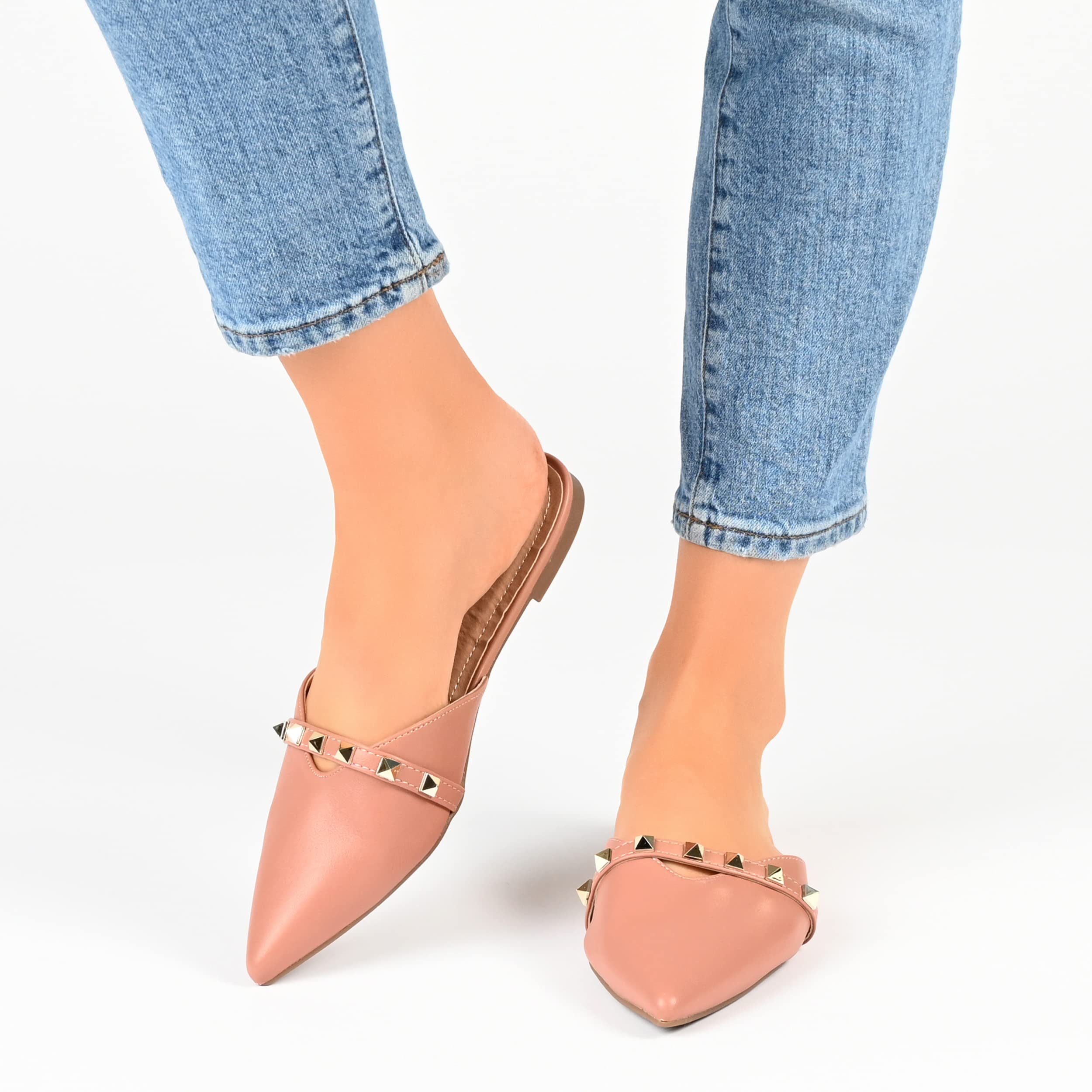 Journee Collection Women's Comfortable Ballet Flats - Lightweight Slip-On Shoes for Work, Travel & Everyday Wear