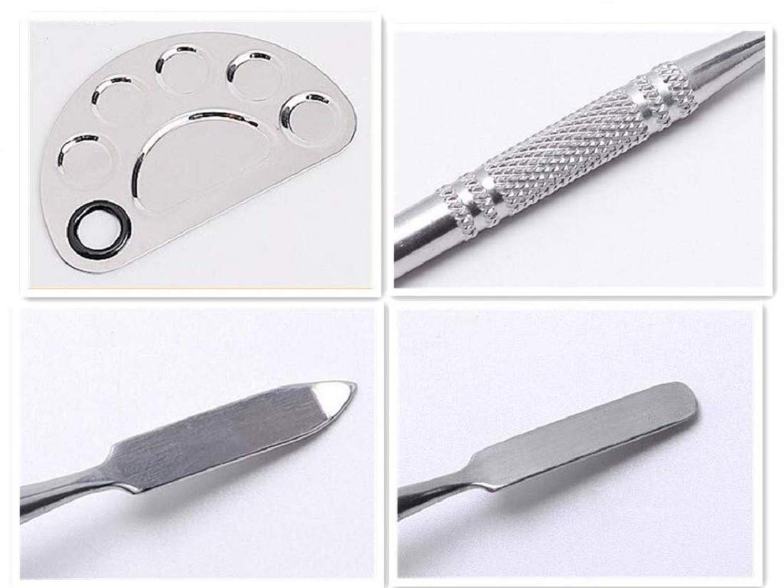 TWIREY Professional Stainless Steel Cosmetic Makeup Mixing Palette with Spatula - Ideal for Makeup Artists, DIY Beauty Blending & Nail Art Designs