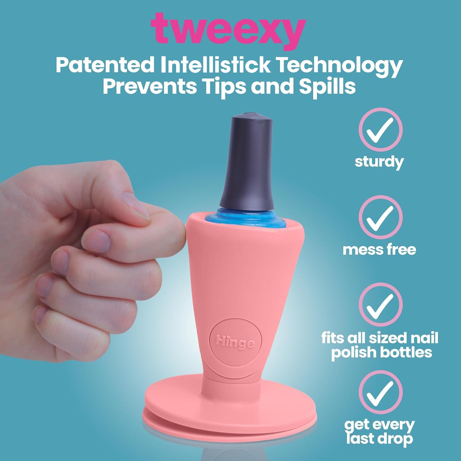 Tweexy Hinge Untippable Nail Polish Bottle Holder - Anti-Spill Nail Polish Stand with Tilted Design & IntelliStick Airlock Suction | Perfect for DIY Manicures, Nail Art, and Home Salon Use | Nail Polish Accessories (Blush)