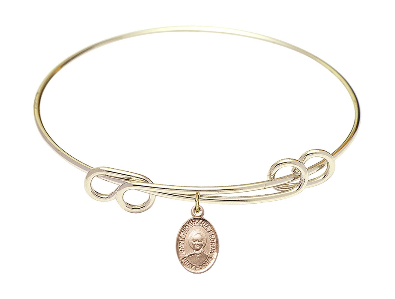 8 1/2 Inch Round Double Loop Bangle Bracelet with St. Josemaria Escriva Charm - Elegant Religious Jewelry for Women, Perfect for Church, Weddings & Daily Wear