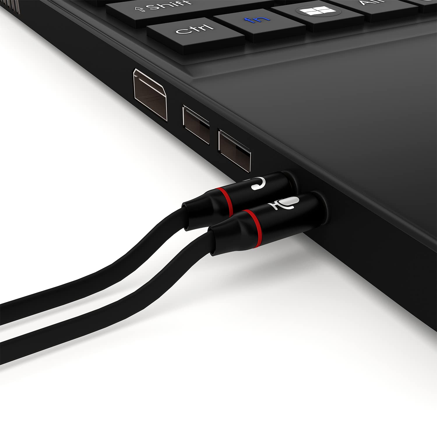 D & K Exclusives 3.5mm Female to Dual 3.5mm Male Audio Y Splitter Cable - Headphone Mic Splitter for PC, Laptop, Smartphone - Perfect for Gaming, Online Meetings & Music Sharing