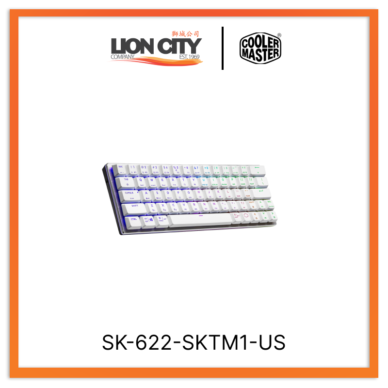 Cooler Master SK622 RGB Wireless Mechanical Keyboard with Cherry MX Brown Switches - White Backlit, Bluetooth/USB Connectivity, Compact 60% Layout for Gaming & Office Use (2-Year Warranty)