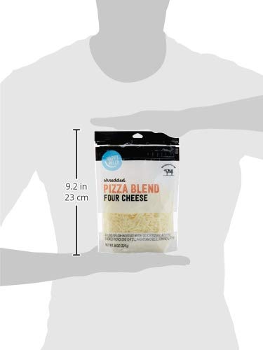 Happy Belly Shredded Pizza Blend Four Cheese (Mozzarella, Smoked Provolone, Parmesan, Romano) - 8 oz | Perfect for Homemade Pizzas, Pasta, Salads & Sandwiches