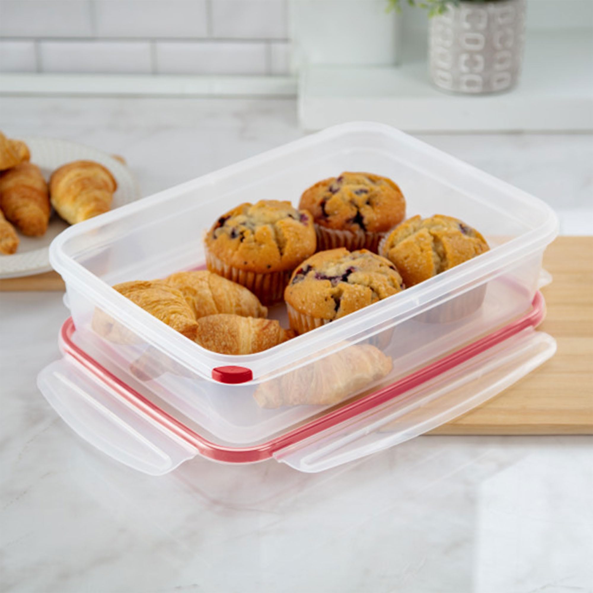 Sterilite Ultra-Seal 16 Cup Rectangle Airtight Food Storage Containers with Latching Lids - 16-Pack Set, Microwave & Dishwasher Safe, Clear with Blue Gasket - Perfect for Meal Prep, Pantry Organization & Leftovers Storage
