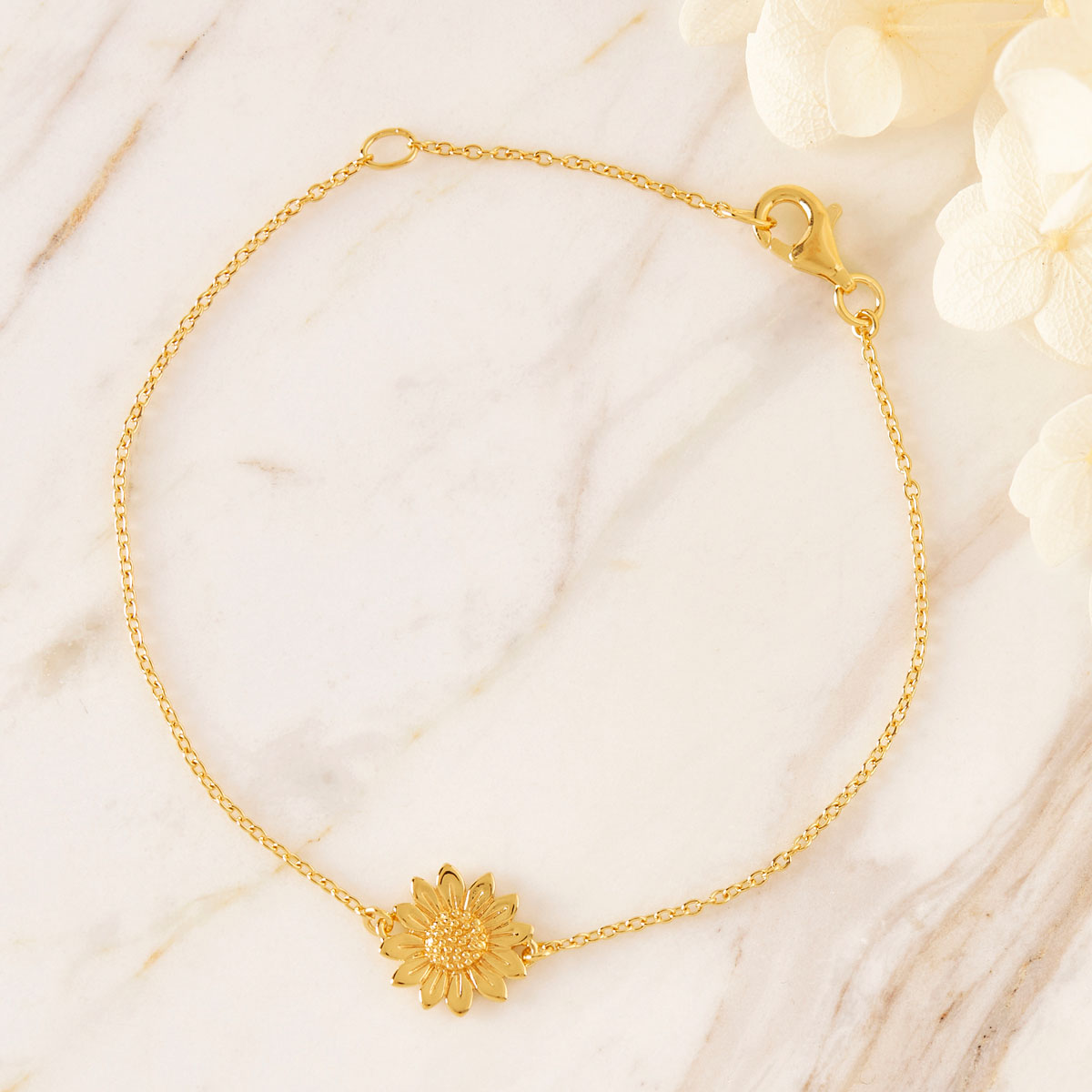 Blossoming Sunflower Bracelet - 14K Gold Plated Floral Charm Bangle for Women | Perfect for Weddings, Parties & Everyday Wear