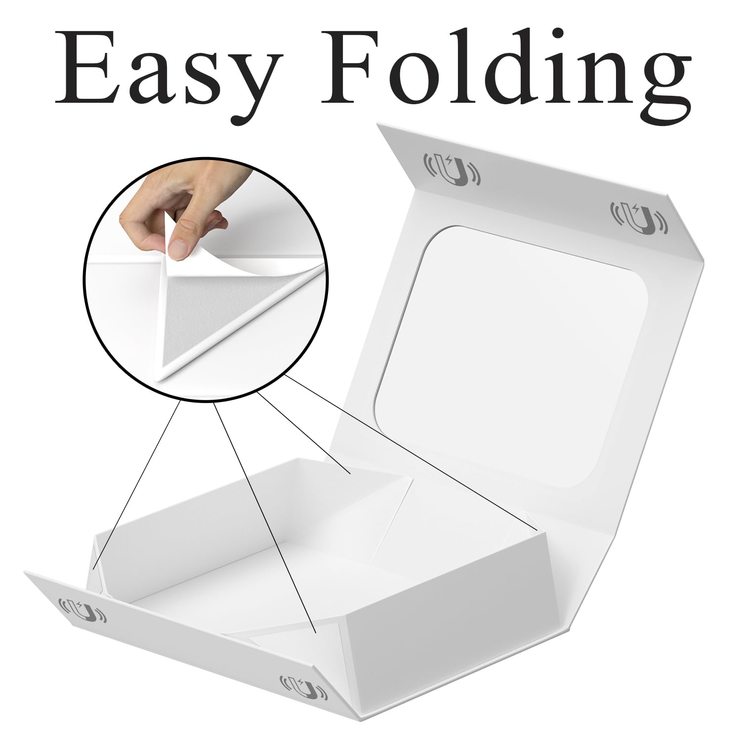 Large White Gift Box with Window - 13.5x9x4.3 Inches Magnetic Lid Collapsible Present Box for Bridesmaid Proposal, Wedding, Birthday, Christmas - Includes Card & Ribbon - Perfect for Party Favors, Holiday Gifts and Special Occasions