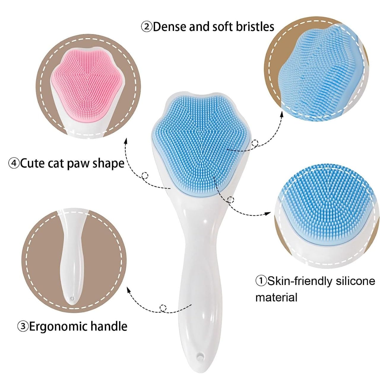 Soft Silicone Face Cleansing Brush - Waterproof Skin Scrubber for Daily Skincare (Multi-Color)