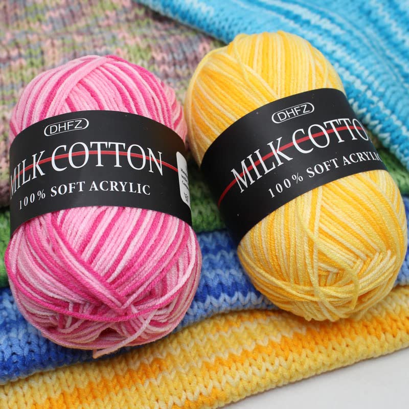 Premium Soft Cotton Baby Crochet Yarn Kit - Hand Knitting Wool for DIY Sweaters, Blankets & Baby Clothes | Milk Sweet Thick Fiber Threads (Color 6) - Perfect for Crochet Beginners & Craft Lovers