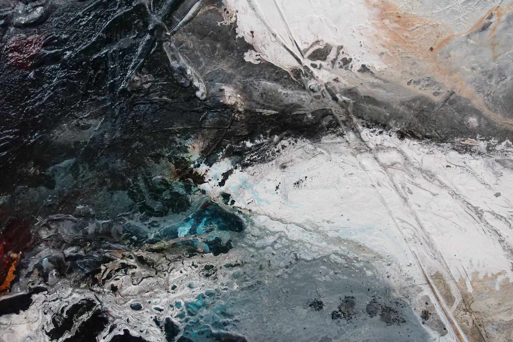 Rusted Aqua 140cm x 100cm Aqua Black Textured Abstract Canvas Art - Modern Wall Decor for Living Room, Bedroom & Office