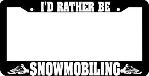 MIABE Snowmobile License Plate Frame - 'I'd Rather Be Snowmobiling' Car Tag Holder for Enthusiasts | Durable Metal Plate Cover for Trucks, ATVs & Winter Vehicles