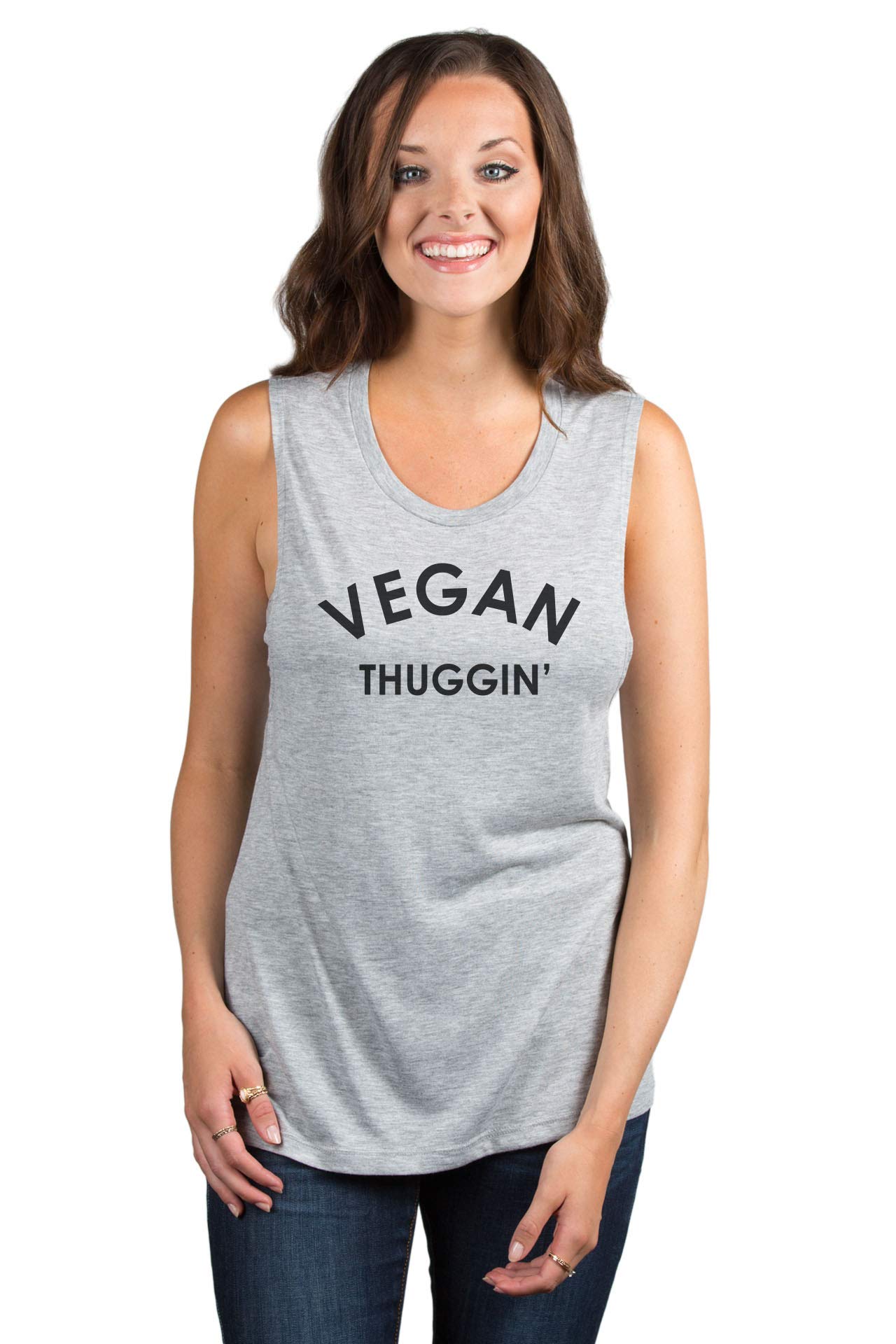 Vegan Thuggin Women's Sleeveless Muscle Tank Top - Soft Stretchy Workout Tee for Gym, Yoga & Streetwear Fashion