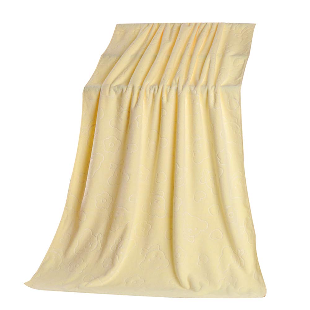 MuxiLH 70x140cm Super Soft Microfiber Bear Bath Towel - Ultra Absorbent Quick Dry Shower, Beach & Swimming Blanket - Light Yellow for Kids, Baby, Travel & Gym Use