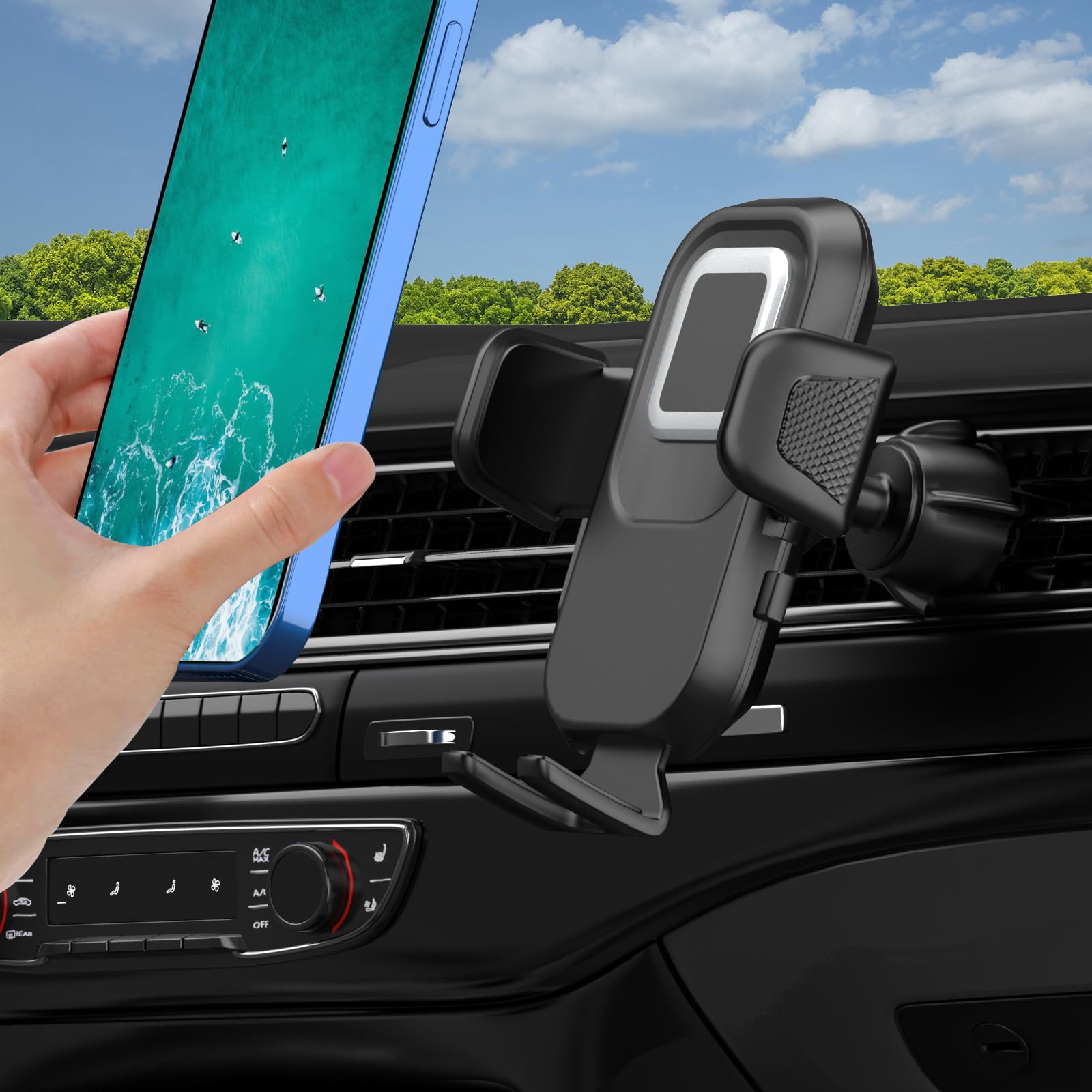 3-in-1 Car Phone Mount for iPhone & Smartphones - Windshield/Dashboard/Air Vent Holder for Safe Driving