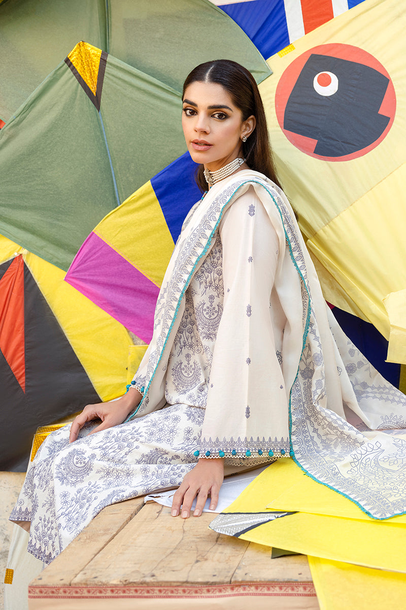 IVORY GLOW 3-Piece Embroidered Lawn Suit for Women | Elegant Summer Outfit for Weddings, Parties & Special Occasions