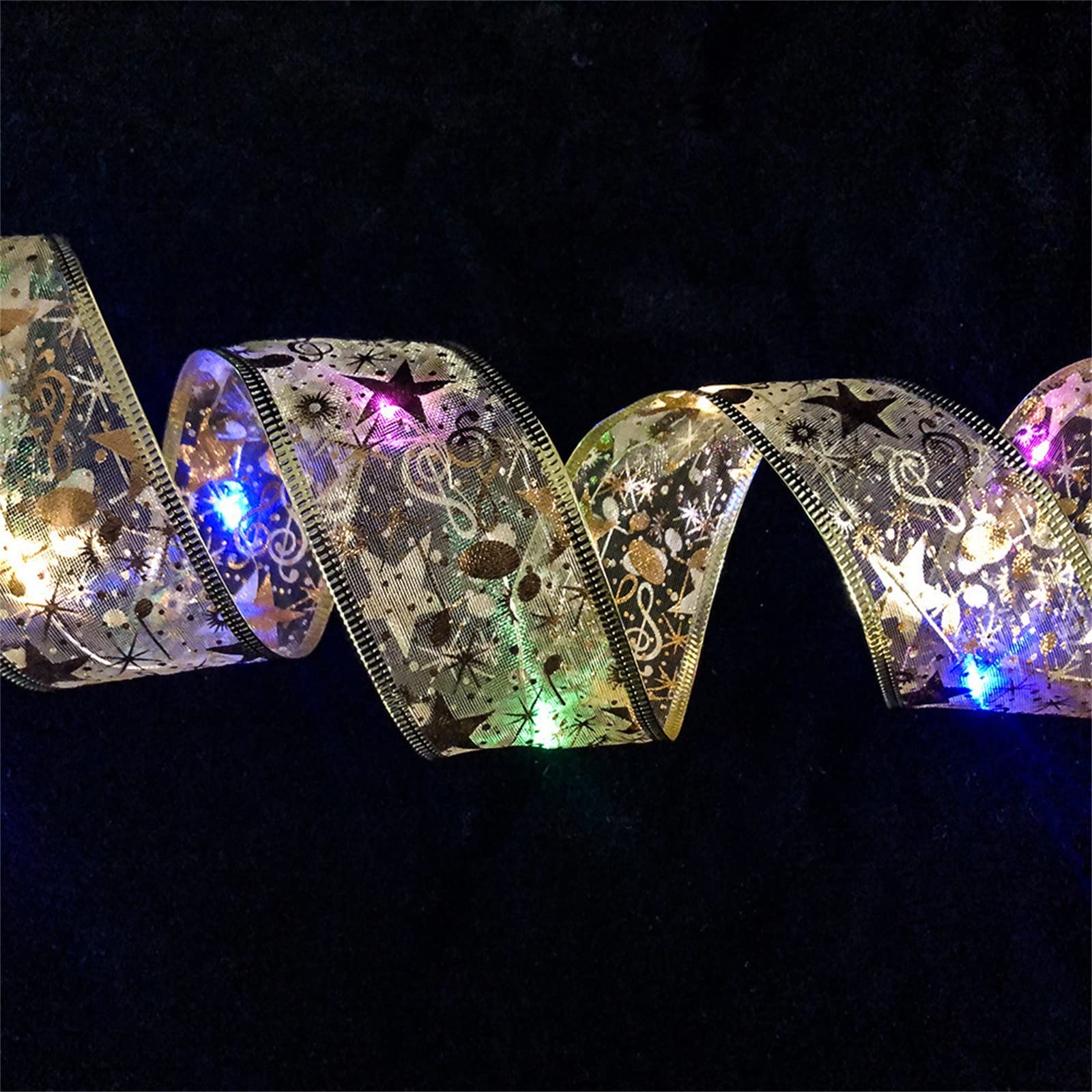 Christmas Tree Ribbon LED Fairy Lights - 20 LED Battery Operated String Lights for Holiday Decorations (6.56ft) | Indoor/Outdoor Christmas Tree Ornaments, Party & DIY Home Decoration | Perfect for Xmas Trees, Windows, Fireplace & Gift Wrapping