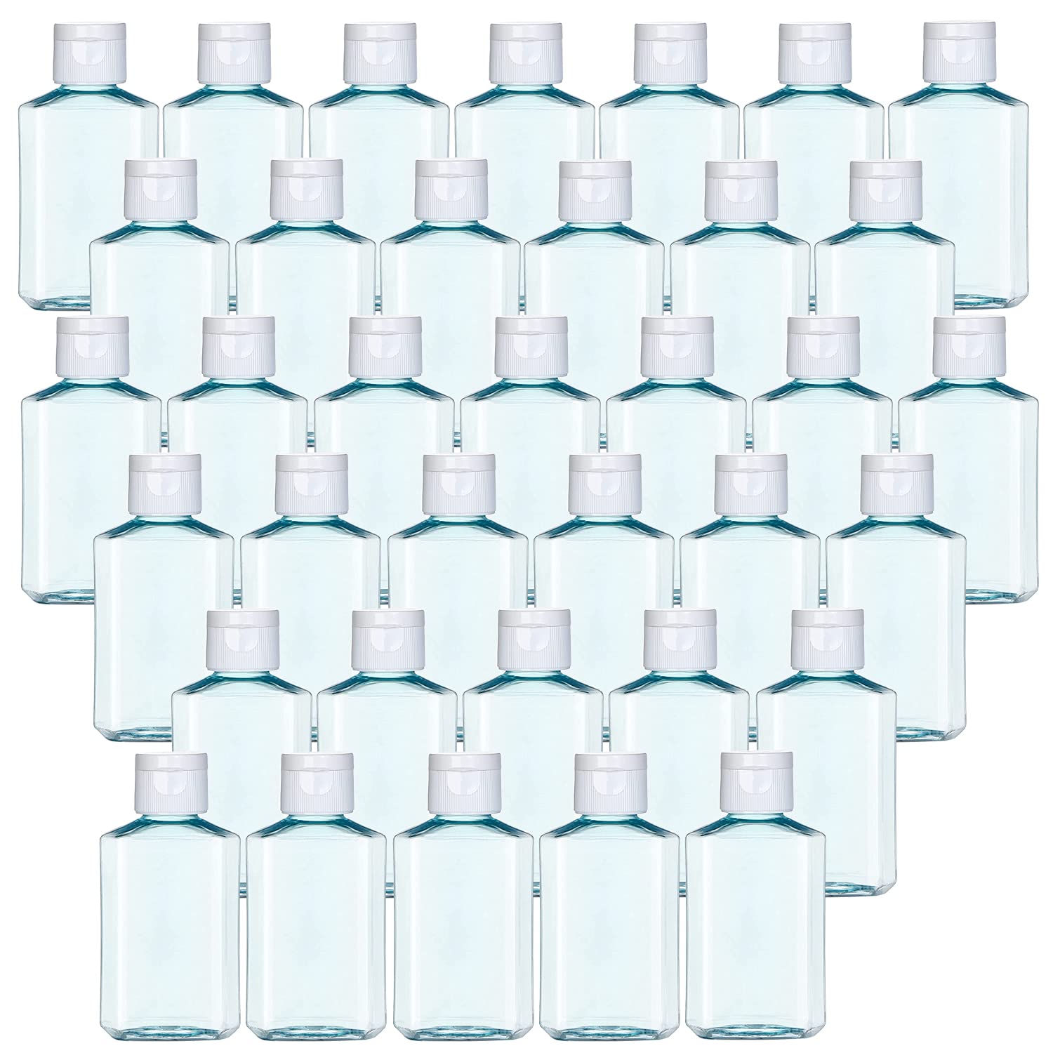 50ML Clear Plastic Travel Bottles with Flip Cap - 36 Pack (Blue) | Squeezable Refillable Cosmetic Containers for Hand Sanitizer, Lotion, Shampoo | Perfect for Travel, Baby Shower, Gym & Toiletry Organization