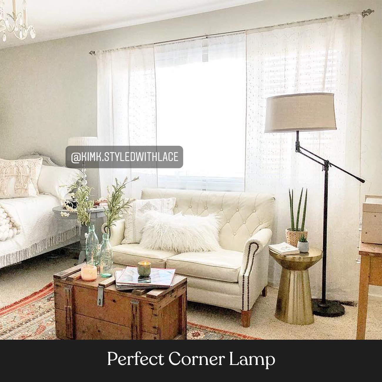 Brightech Ava Mid-Century Modern Standing Lamp - Adjustable Height LED Floor Lamp for Living Room, Bedroom & Office - Industrial Style Home Decor for Reading, Working & Relaxing