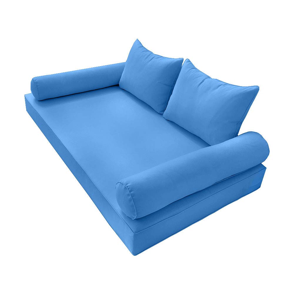 Prolinemax Twin-XL Daybed Mattress Cover - Outdoor Style 4 Piped Trim Fitted Sheet with Bolster Pillow | Waterproof & Durable Fabric | Perfect for Patio, Sunroom, or Guest Bedroom Decor