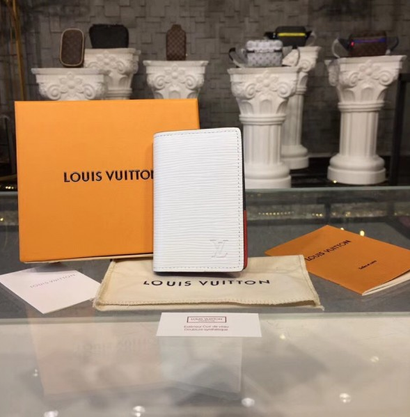 LV Pocket Organizer Wallet for Men - Genuine Epi Leather Card Holder - Perfect for Business Cards, Credit Cards & ID - Stylish Everyday Essential for Work & Travel