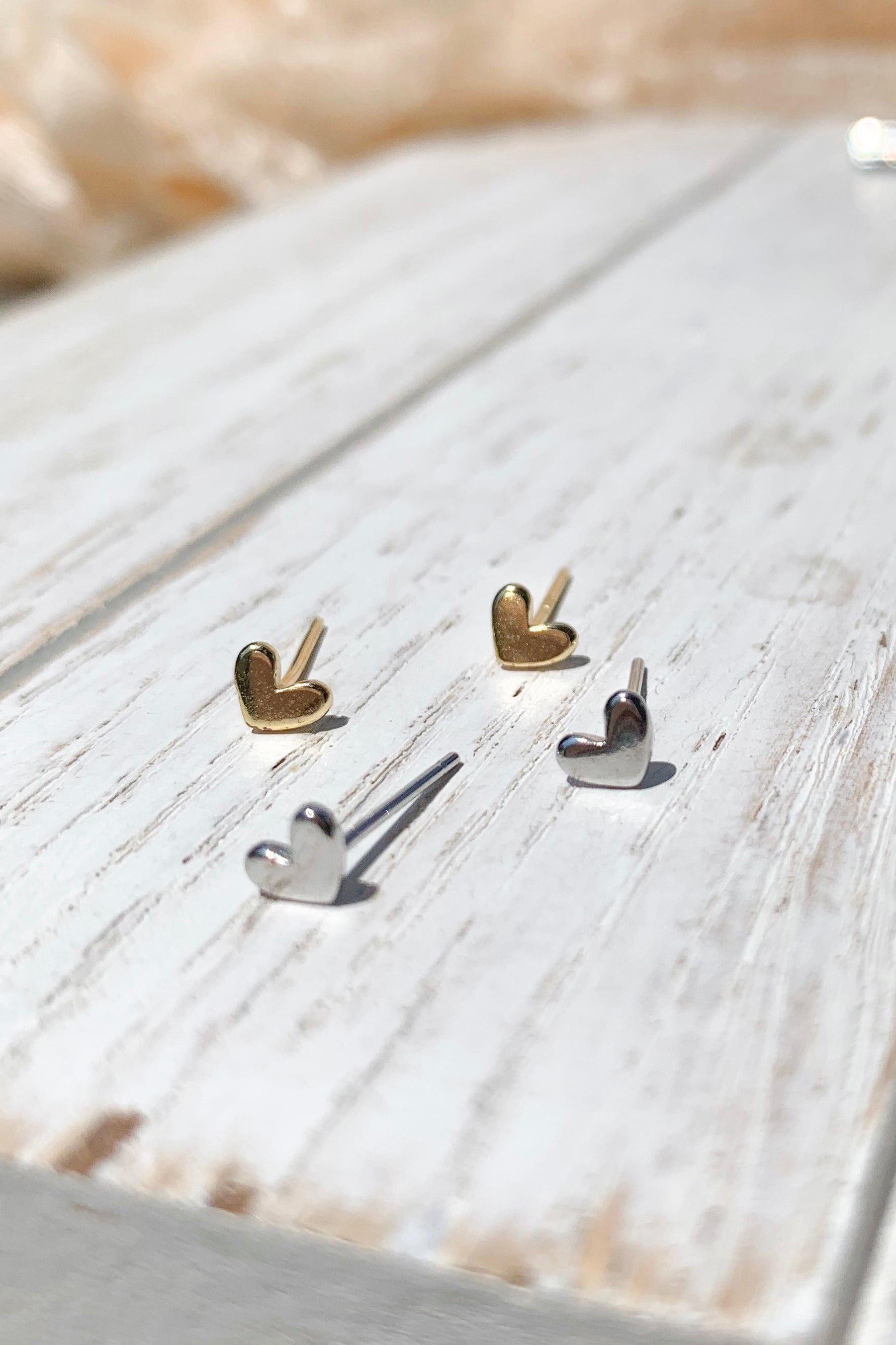 14K Gold Plated Silver Heart Tiny Earrings - Elegant Bridal Party Gifts for Women - Perfect for Weddings, Anniversaries & Special Occasions