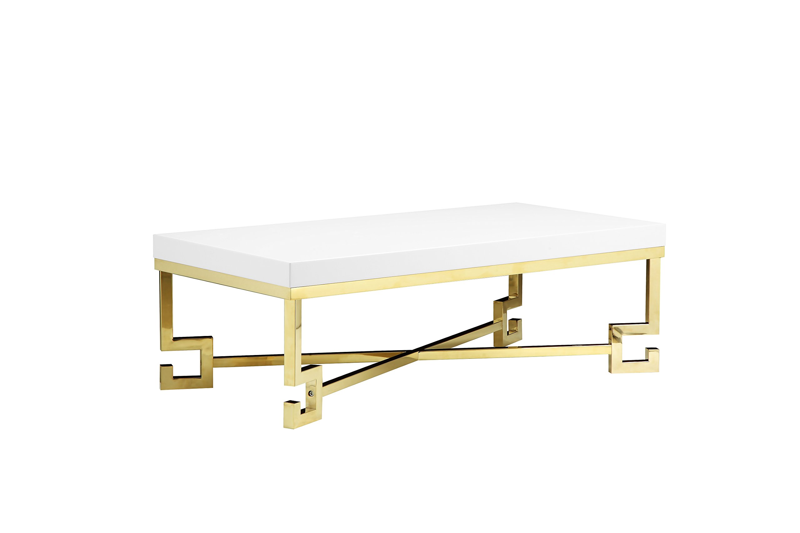 Benjara Gold Wooden Coffee Table with Designer Metal Feet - Stylish Living Room Furniture for Modern Home Decor