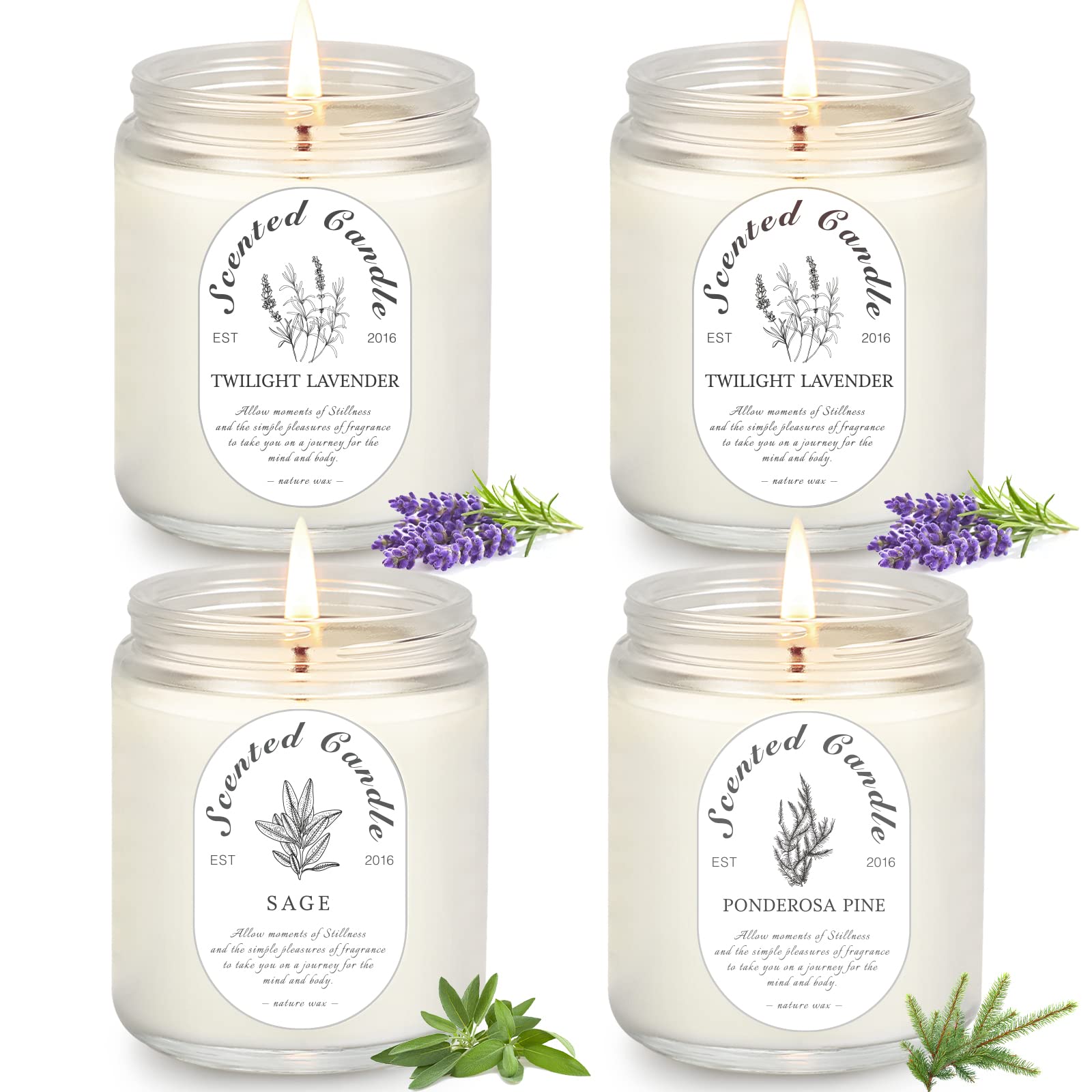 Lavender Scented Candles 4-Pack, 28oz 200H Aromatherapy - Birthday Gifts for Women, Home Relaxation