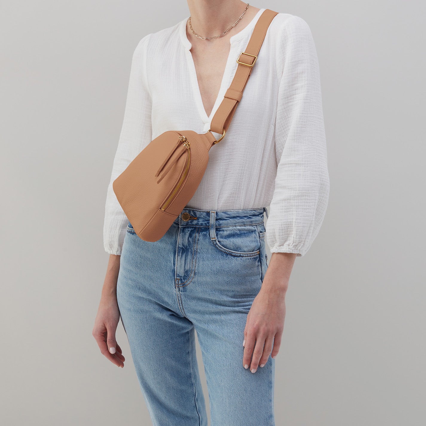 Premium Pebbled Leather Fern Sling Bag in Sandstorm - Stylish Crossbody Purse for Women, Perfect for Travel, Shopping & Everyday Use