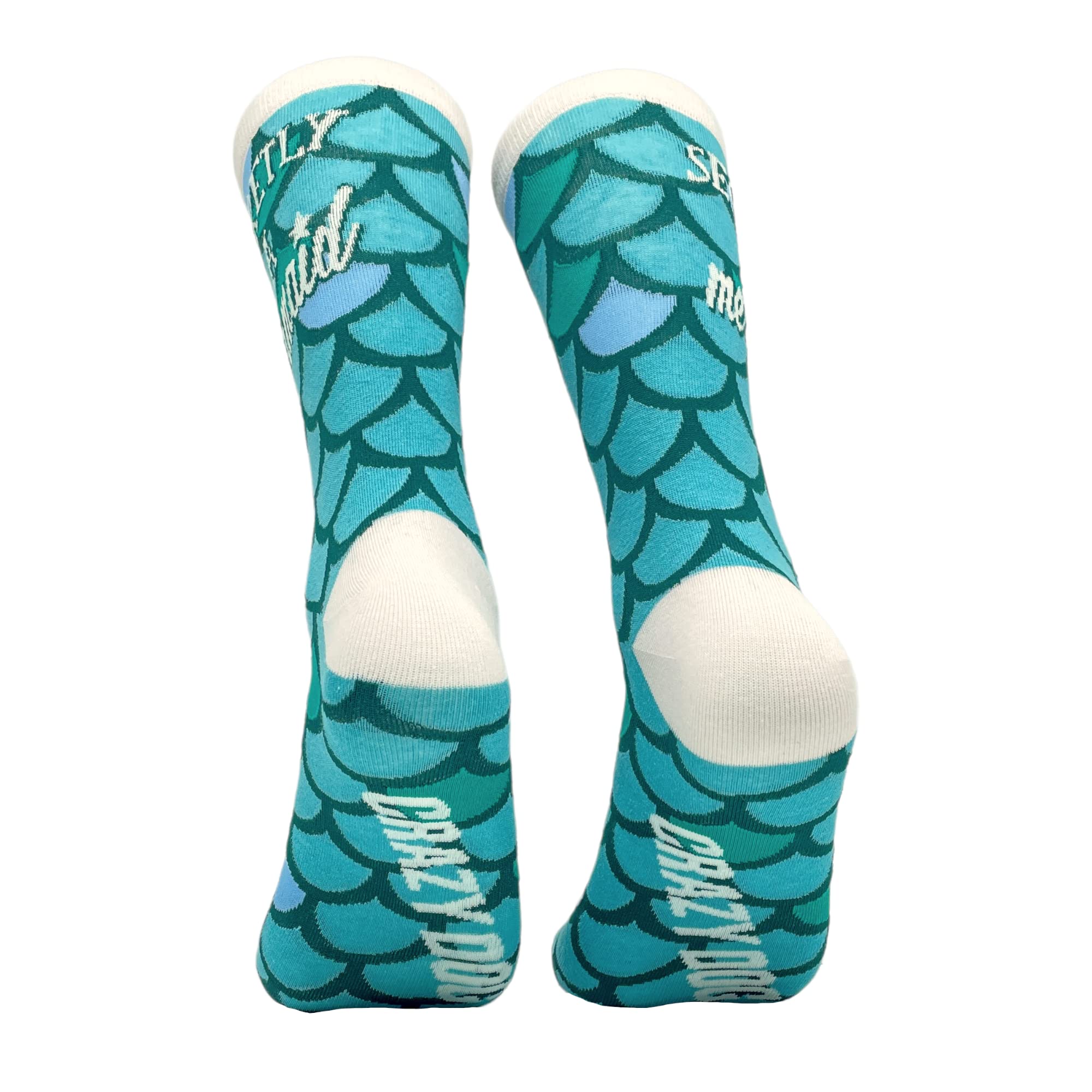 Crazy Dog Women's Secretly A Mermaid Novelty Socks - Colorful Bright Fun Graphic Ankle Socks | Cute Gift for Her, Beach Day, Mermaid Costume or Everyday Wear