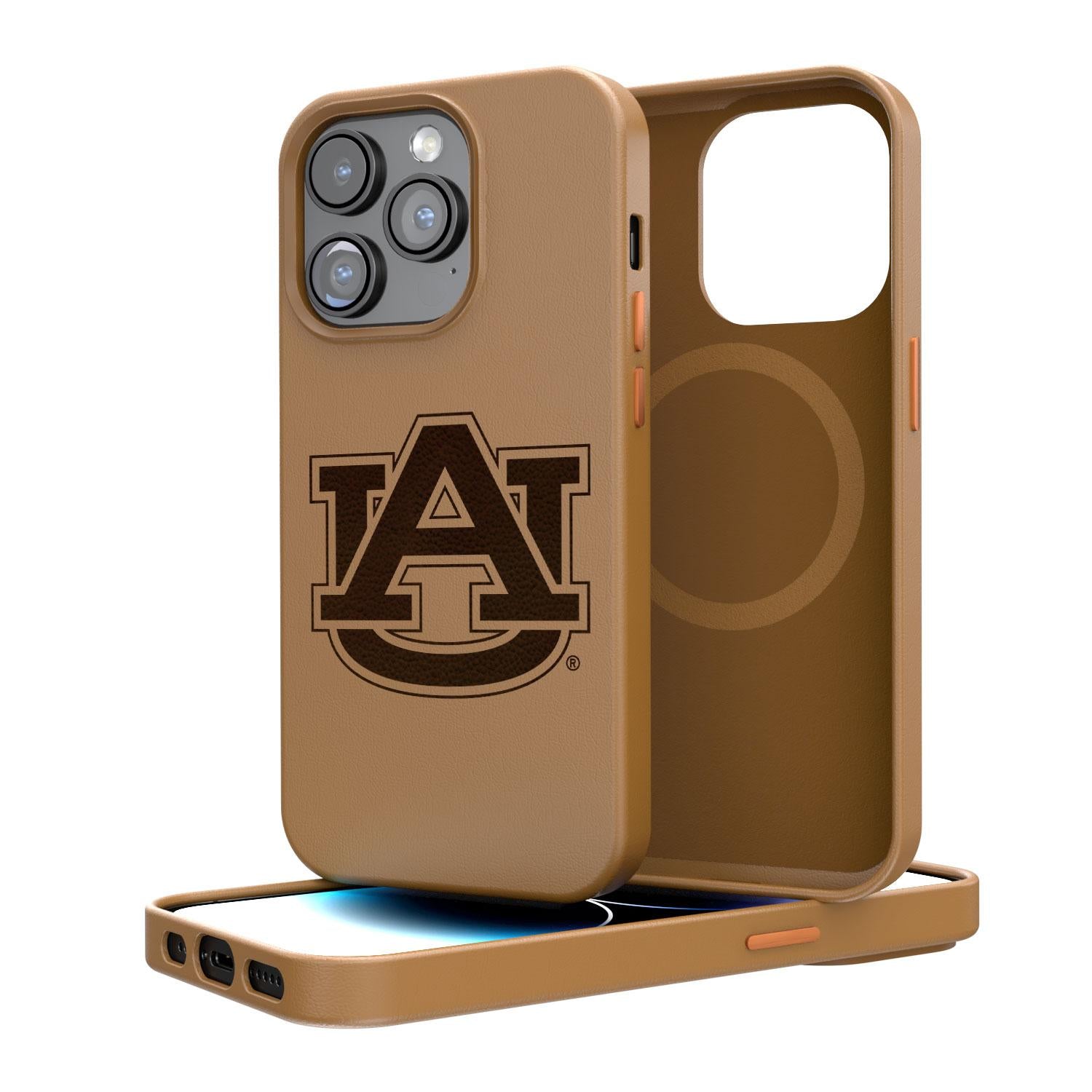 Auburn Tigers Wooden Magnetic Phone Case - Personalized Woodburned Design for iPhone & Samsung - Perfect for Game Day & Fan Gifts