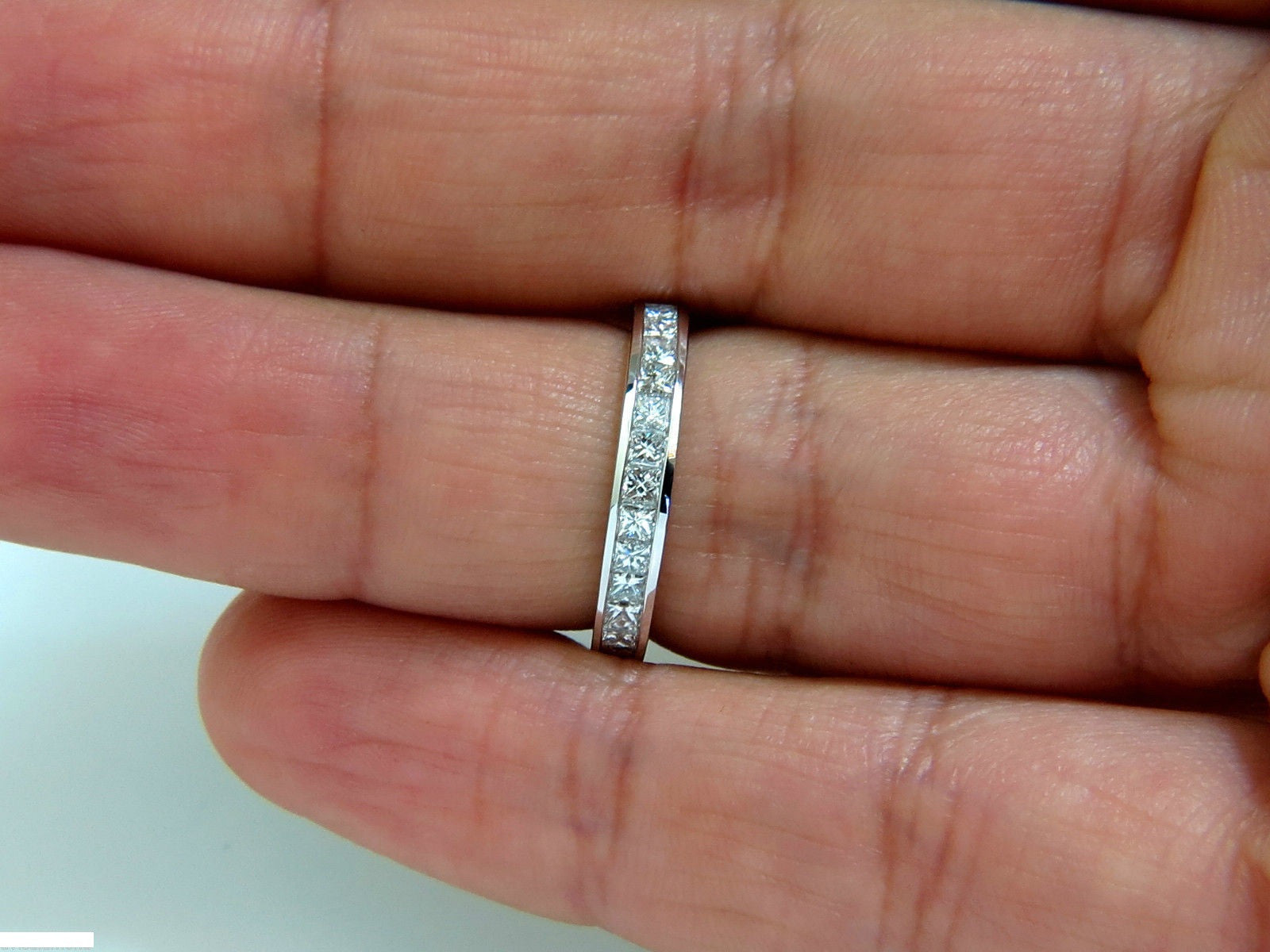 0.70CT Classic Princess Cut Diamond Band Ring in 14K White Gold - Elegant Wedding, Engagement & Anniversary Jewelry Gift for Women