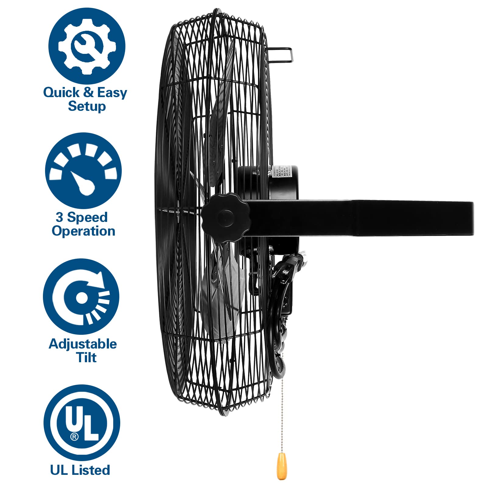 BILT HARD 20 Inch High Velocity Industrial Wall Fan - 4600 CFM, 3-Speed Adjustable, Sealed Motor, Wall Mount Fan (2 Pack) - Perfect for Warehouses, Garages, Workshops, and Large Spaces