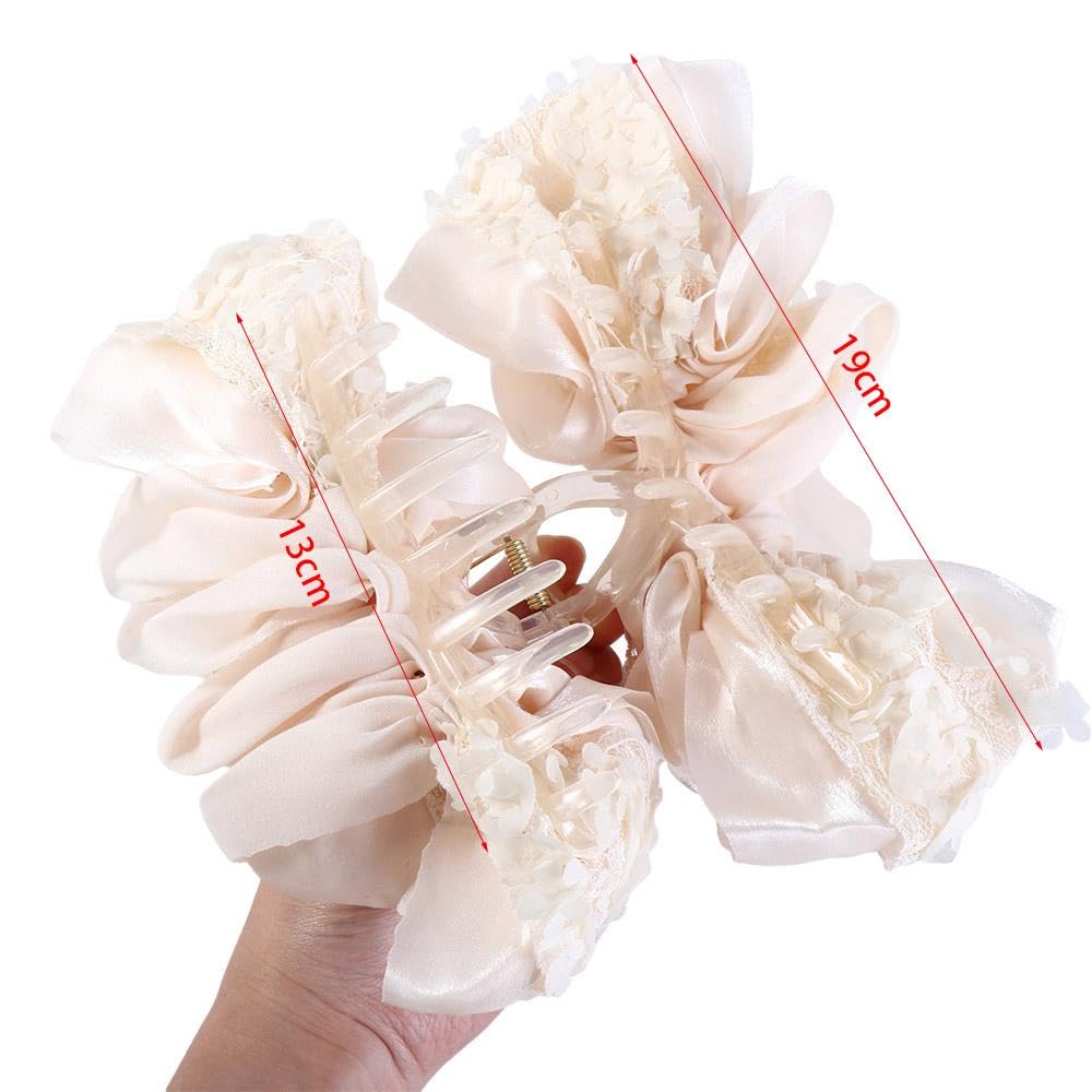 Elegant Bow Hair Claw Clip - Large Princess Style Barrettes for Ponytails & Updos | Women's Fashion Hair Accessories (Black) | Perfect for Weddings, Parties & Everyday Wear