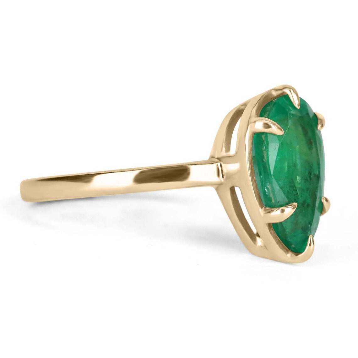 2.53 Carat 14K Gold Colombian Emerald Solitaire Ring with 6 Prongs – Perfect for Engagement, Anniversary & Special Occasions