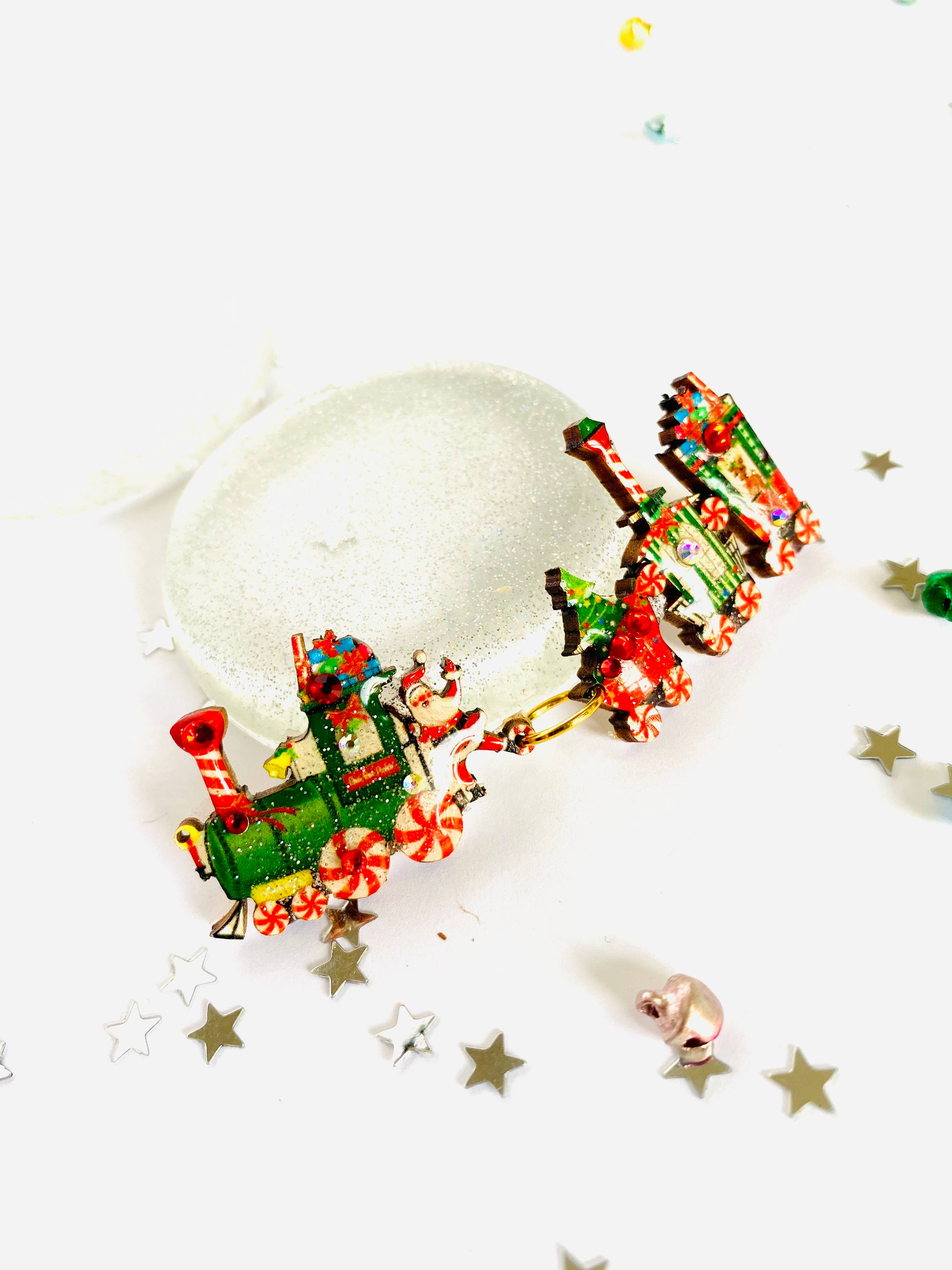 Vintage Christmas Train Brooch by Rosie Rose Parker - Elegant Holiday Jewelry for Women, Perfect for Christmas Parties & Festive Outfits