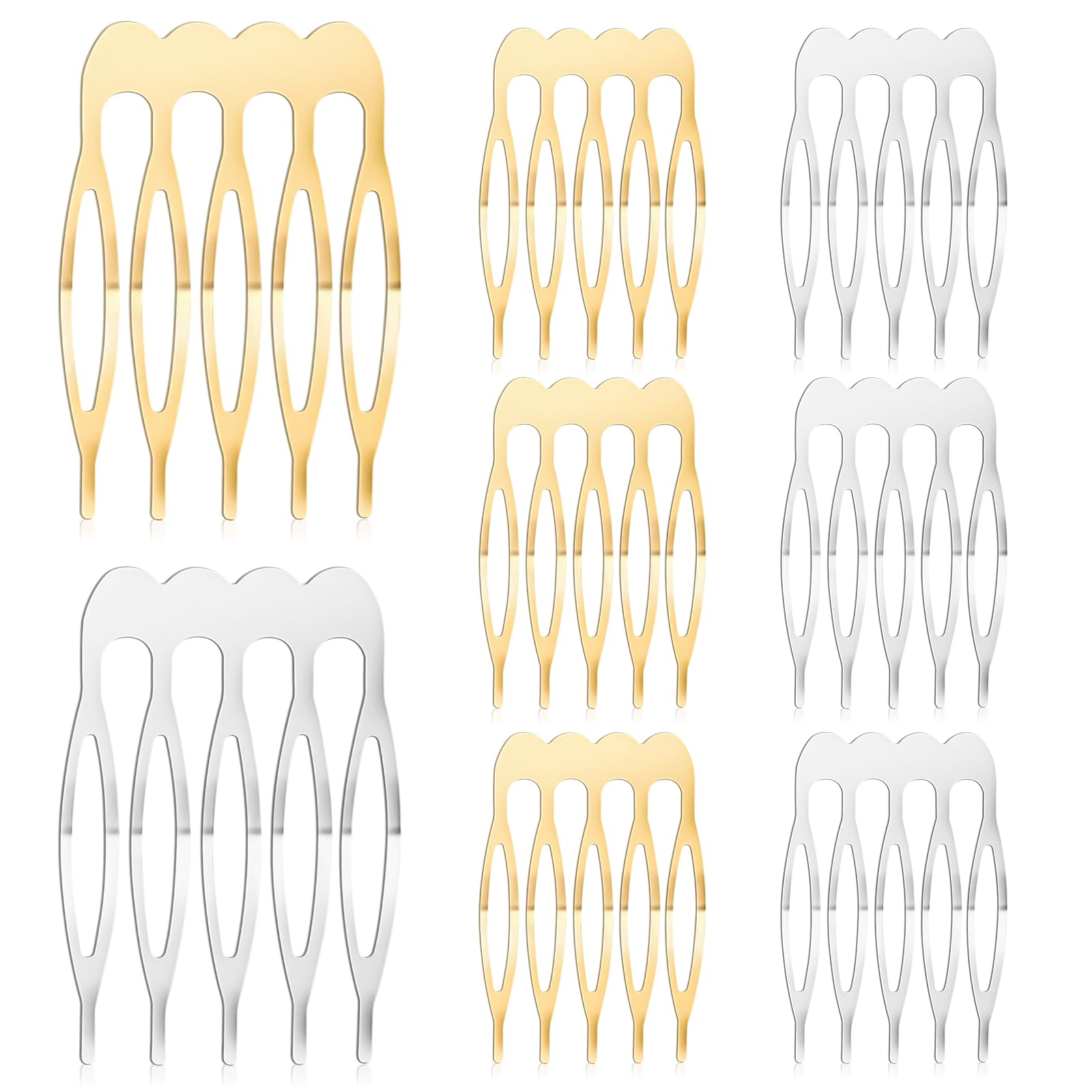 20PCS Small French Teeth Hair Combs for Women - Silver & Gold Tiny Hair Clip Combs for Fine Hair, DIY Crafting, Bridal Wedding Veil Accessories - Perfect for Updos, Braids, and Hair Styling