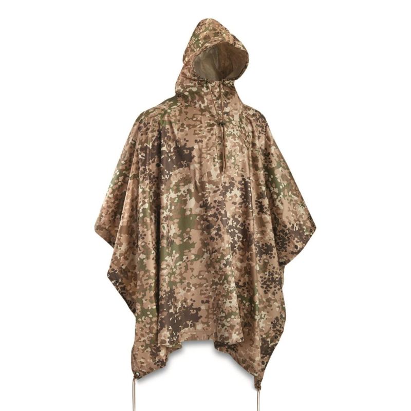 MIL TEC® Ripstop Poncho - Waterproof Rain Poncho for Outdoor Camping, Hiking & Emergency Survival Gear - Lightweight & Durable Military Style Poncho for Men & Women