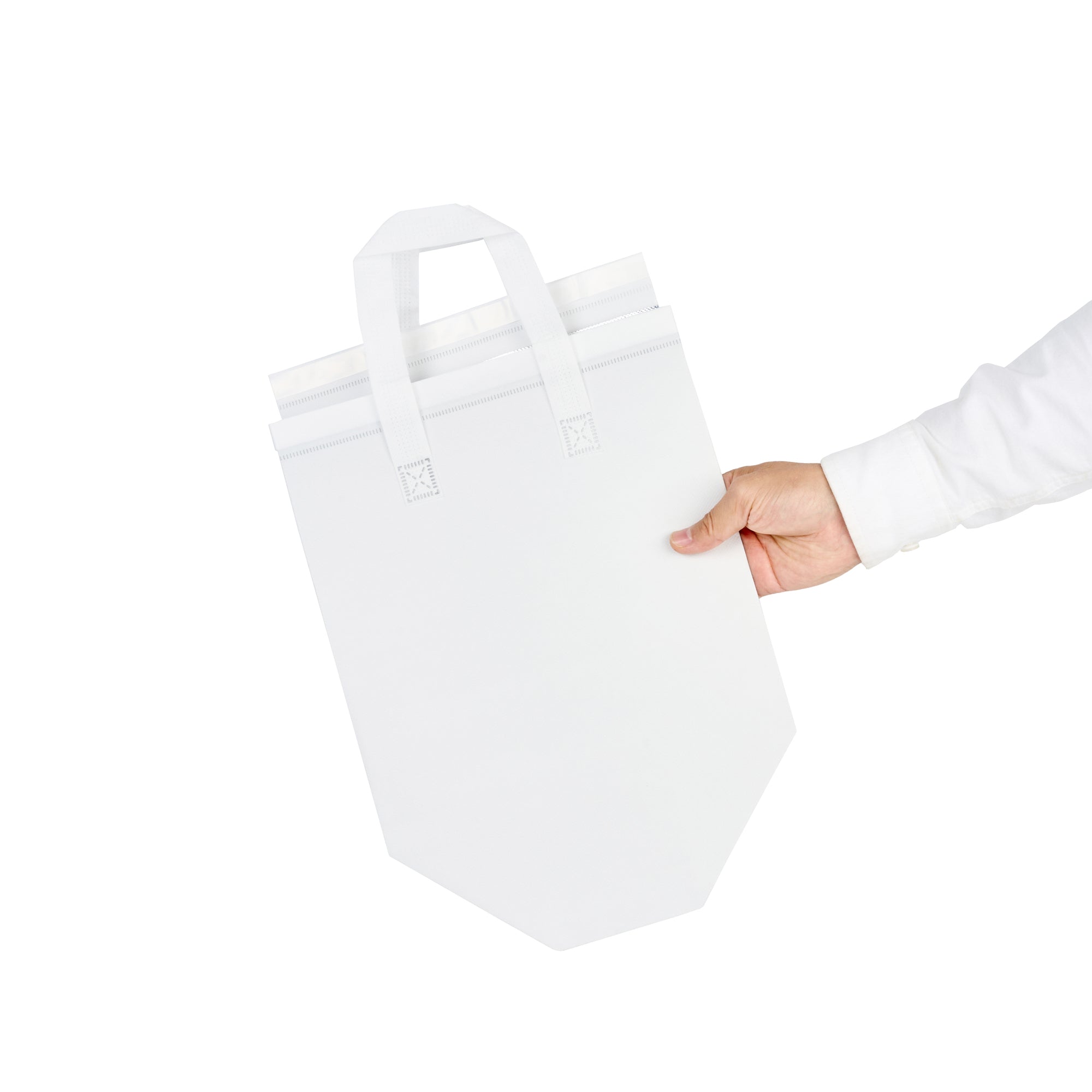 White Insulated Take Out Bags - Tamper Evident Food Delivery Bags (10.25