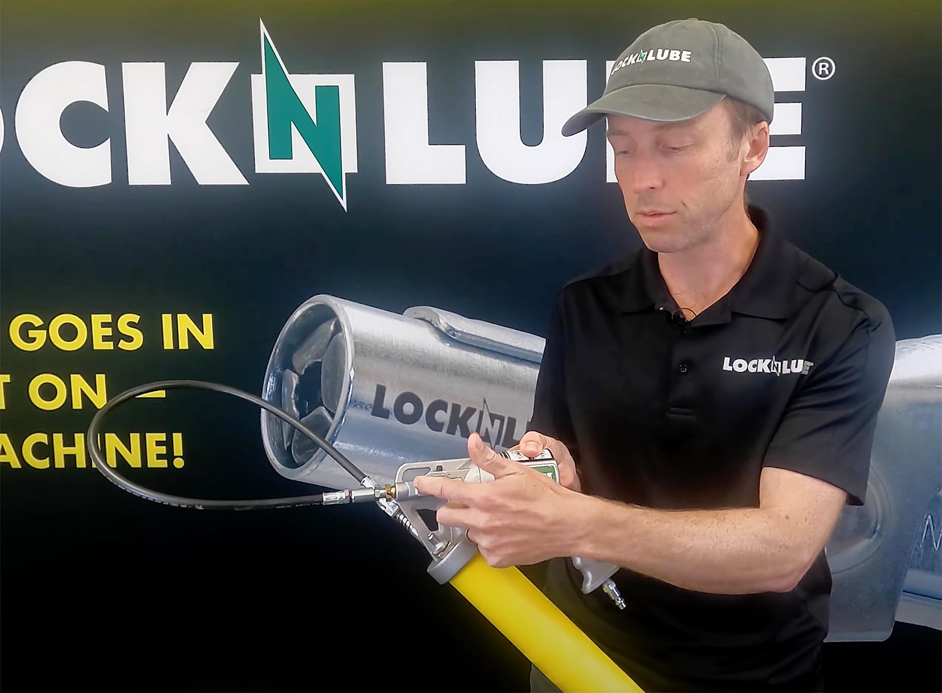 LockNLube 2-in-1 Pneumatic Grease Gun - Single Shot & Continuous Modes - Easy Sliding Selection Lever - Ideal for Automotive, Industrial & Farm Equipment Maintenance