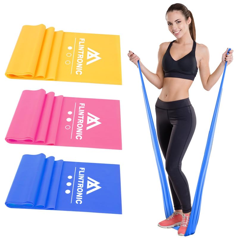 Flintronic Resistance Bands Set - 1.5M Exercise Bands with Multiple Resistance Levels for Strength Training, Crossfit, Yoga & Pilates - Perfect for Home Workouts, Gym Training & Physical Therapy