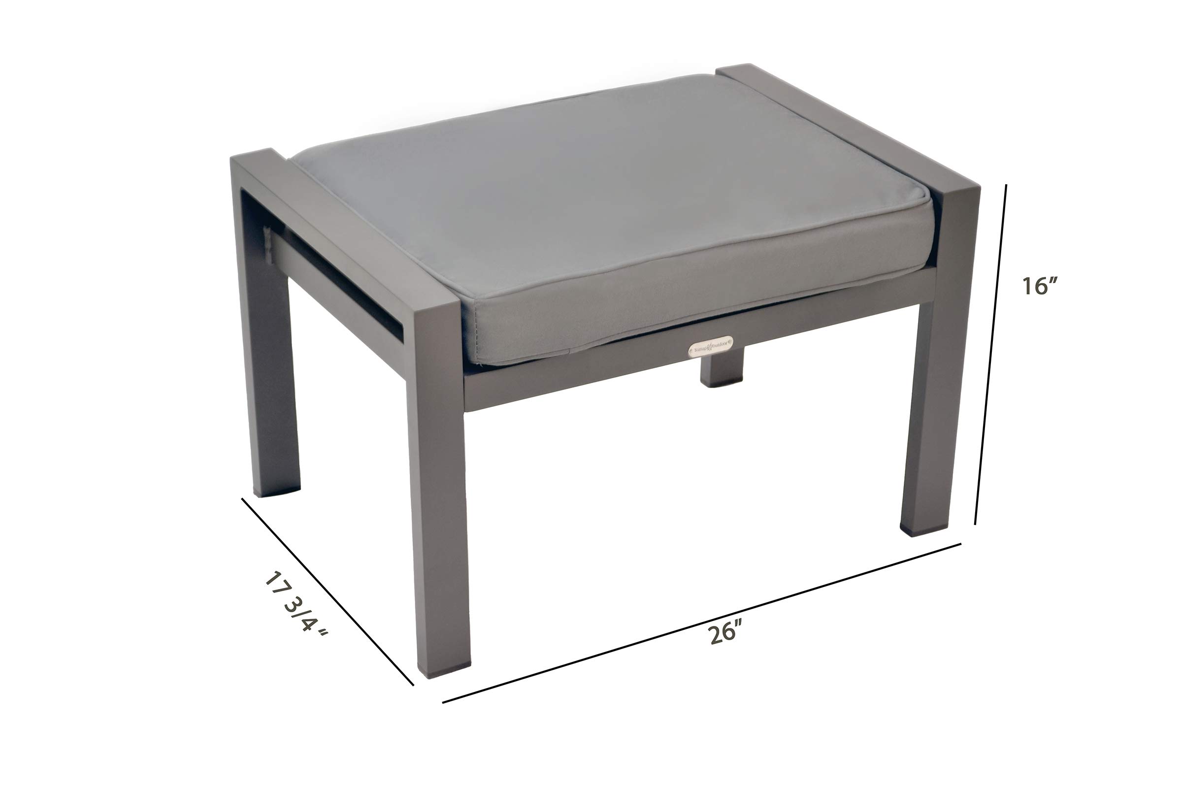 Modern Aluminum Outdoor Club Chair Set with Ottoman & Side Table - Gray Patio Furniture for Garden, Poolside & Backyard Relaxation
