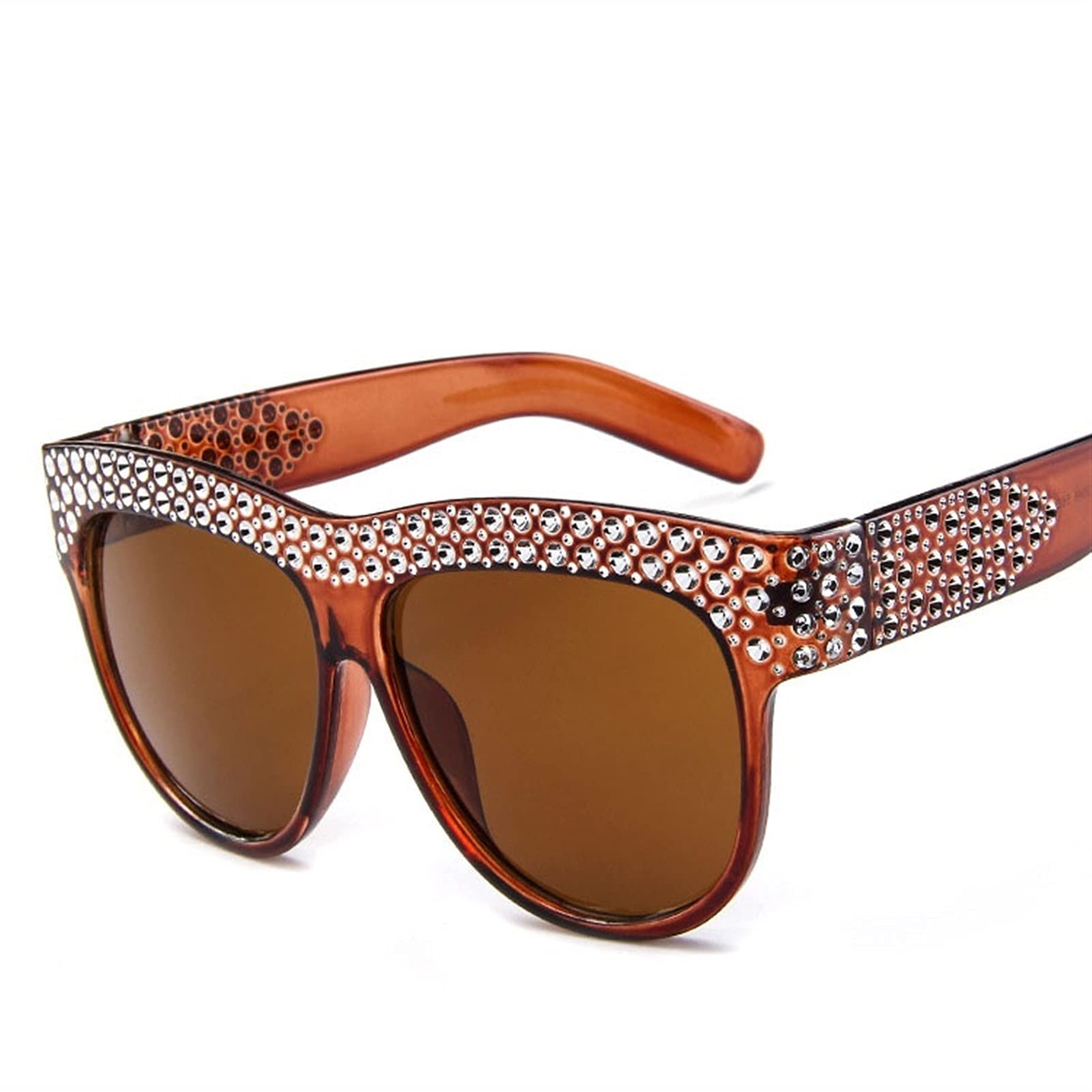 AMFG Women's Diamond-Studded Sunglasses - Trendy Oversized Frame UV Protection Unisex Fashion Shades for Women & Men (Color D) - Perfect for Beach, Driving & Outdoor Activities