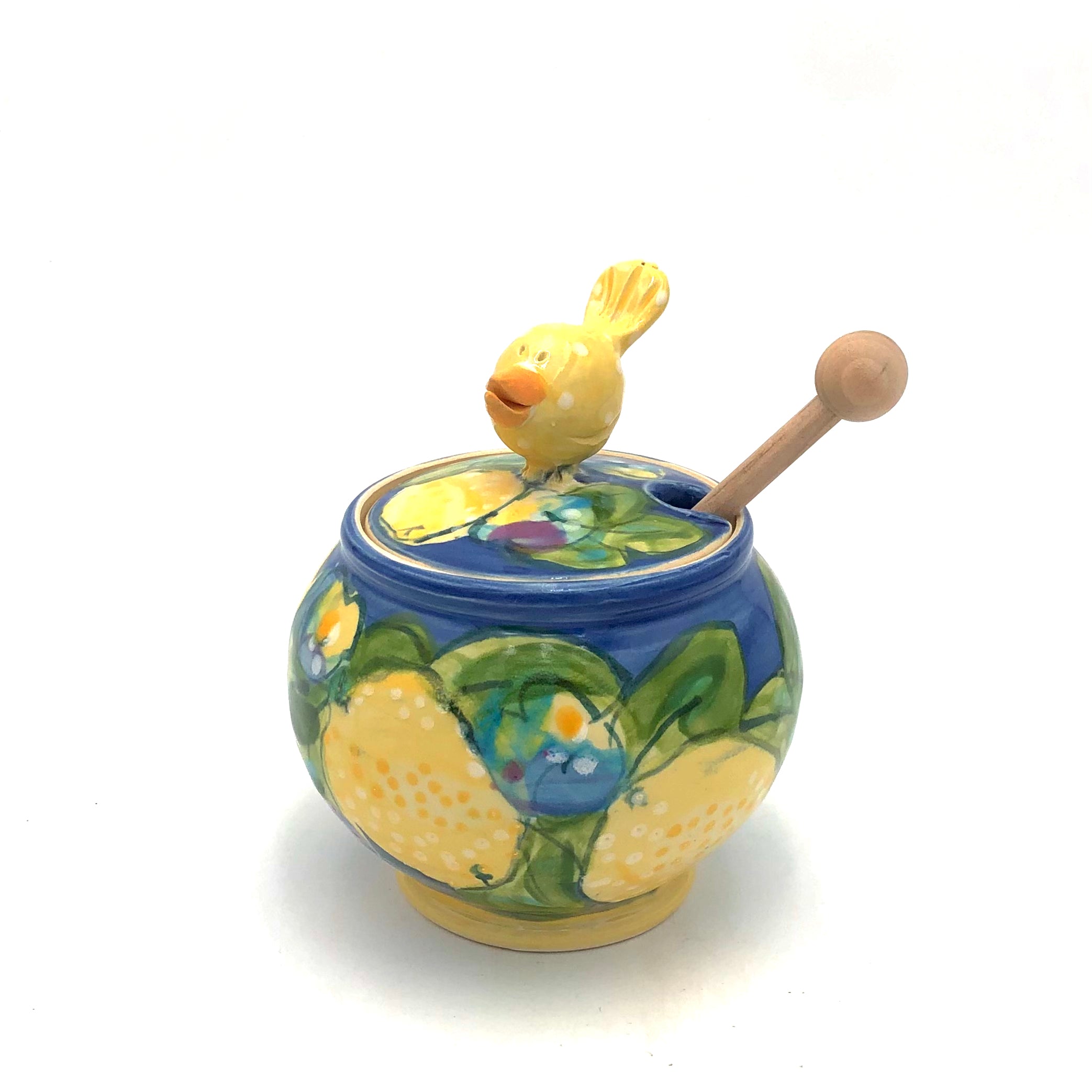 Susan & Peter Stark Ceramic Honey Jar with Lid - Yellow - Perfect for Kitchen Storage, Tea Sweetener, and Gift Giving