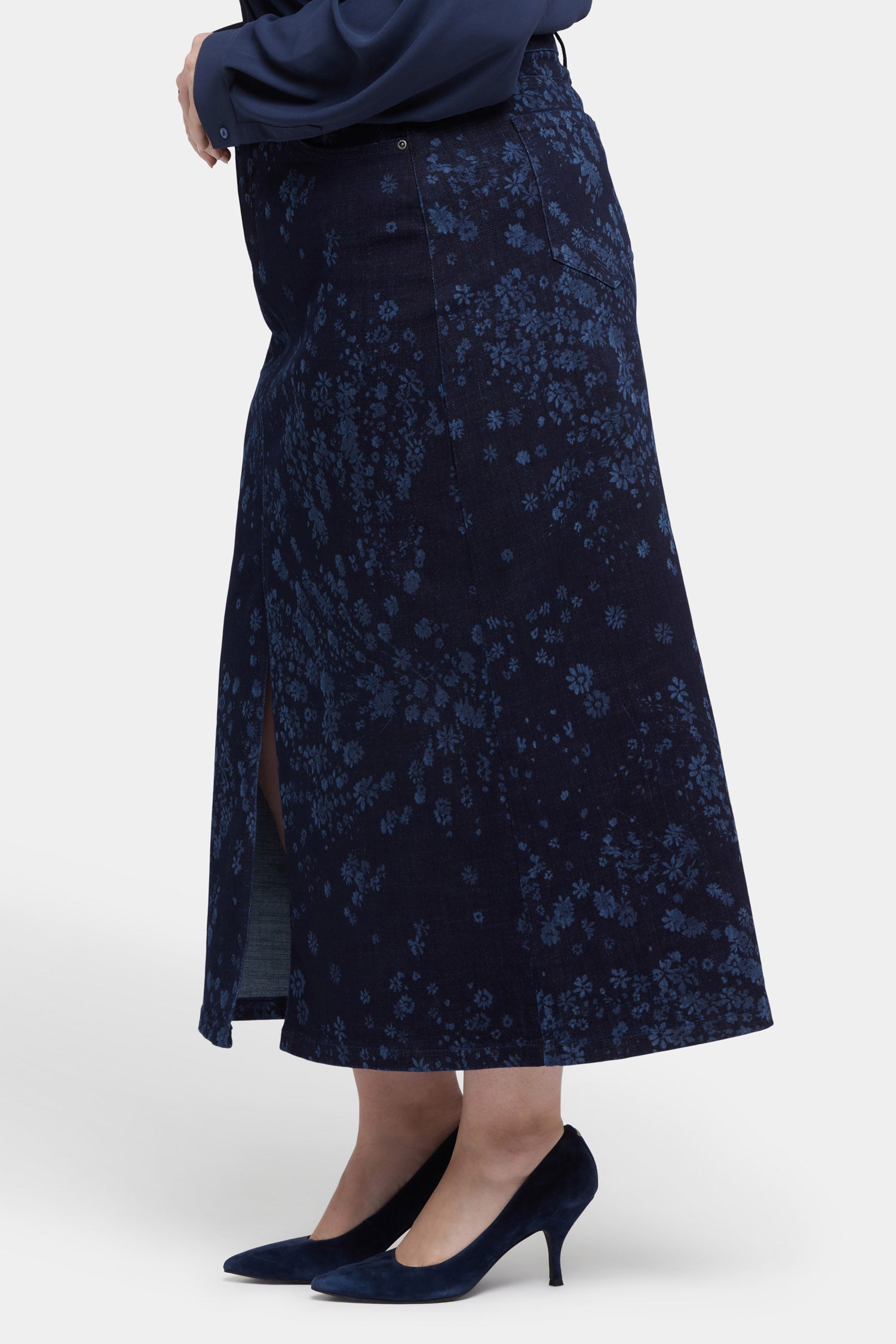 Plus Size High Rise Long Skirt - Dark Indigo Salome for Women | Elegant Midi Skirt for Office, Party & Casual Wear