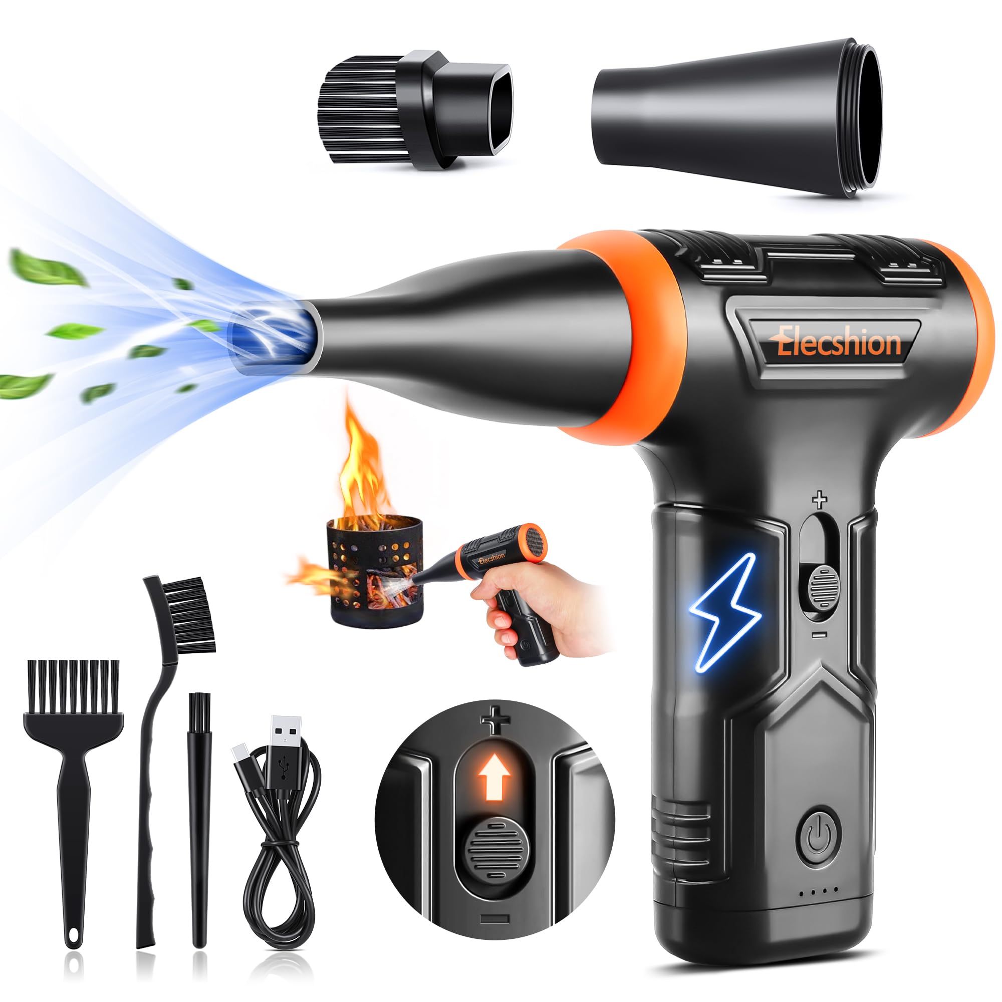 Electric Air Duster for Electronics - 50 MPH High Speed Compressed Air Blower, 110000 RPM Keyboard Cleaner for PC, Computer, Laptop, Home & Office | Powerful Dust Removal Tool for Keyboards, Electronics, Hard-to-Reach Areas | Ideal for Computer Maintenance, Office Cleaning & Household Dusting