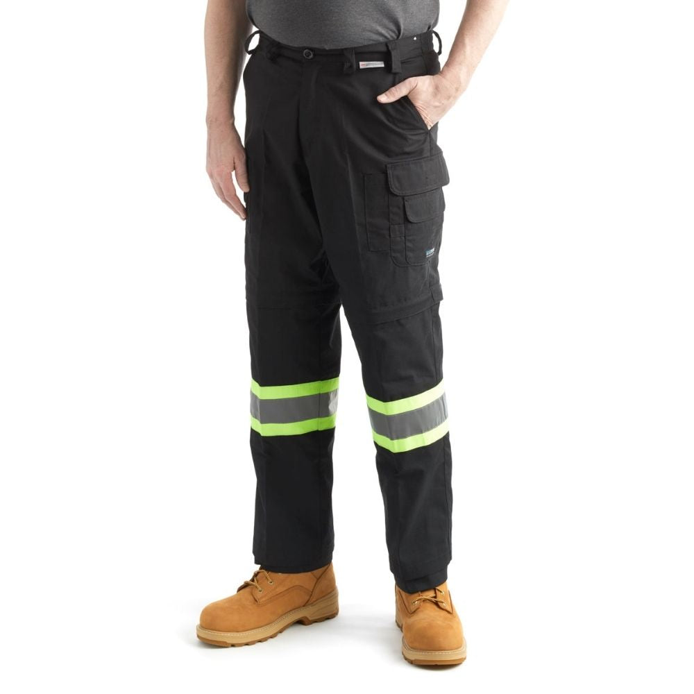 CoolWorks Hi-Visibility Ventilated Cargo Work Pants for Men - Breathable Safety Pants with Multiple Pockets | Ideal for Construction, Road Work & Outdoor Labor | CW2BLAK Black