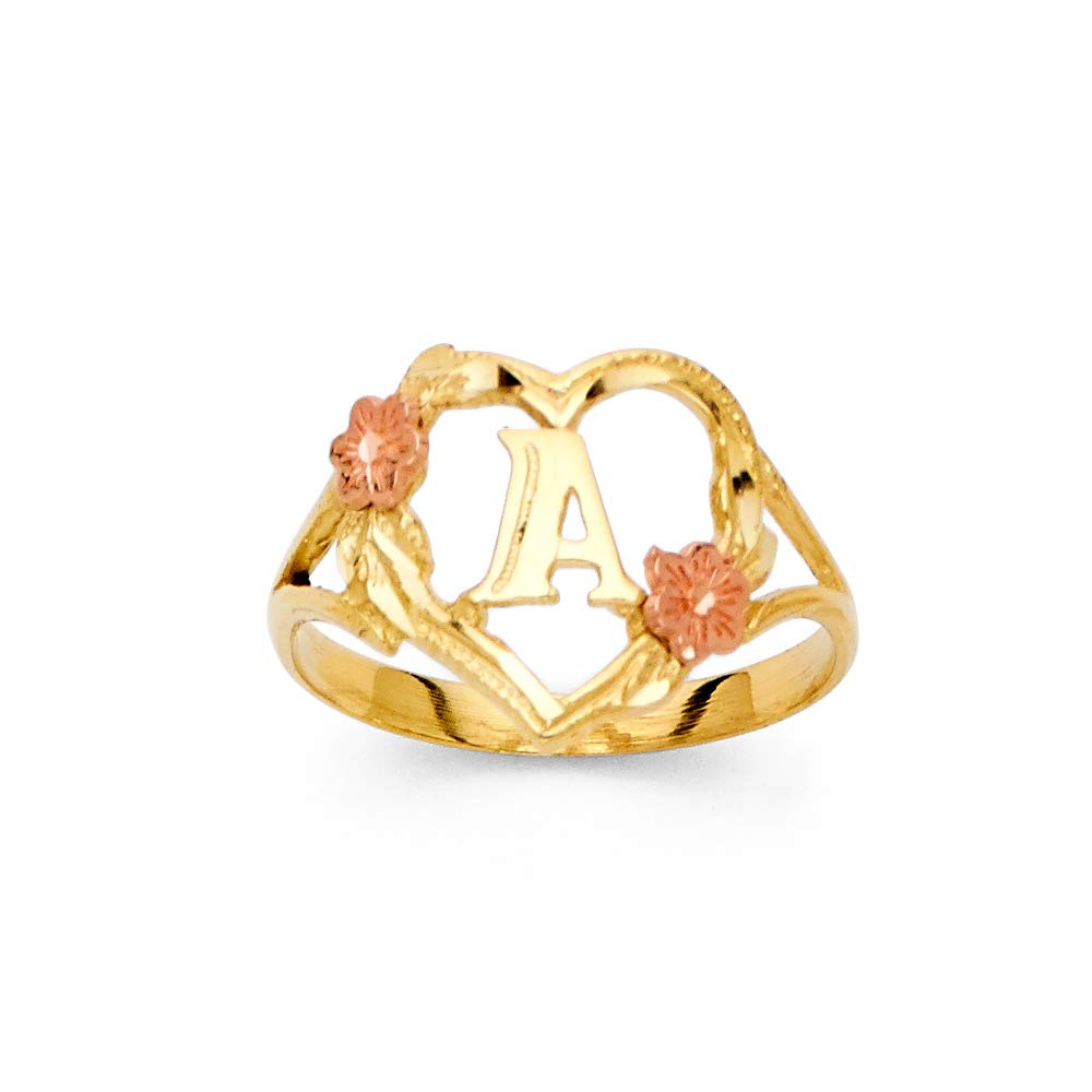 Sonia Jewels 14k Yellow White Rose Gold Tri-Color Initial Letter Ring - Size 10 - Perfect for Gifts, Birthdays, Anniversaries & Personalized Jewelry