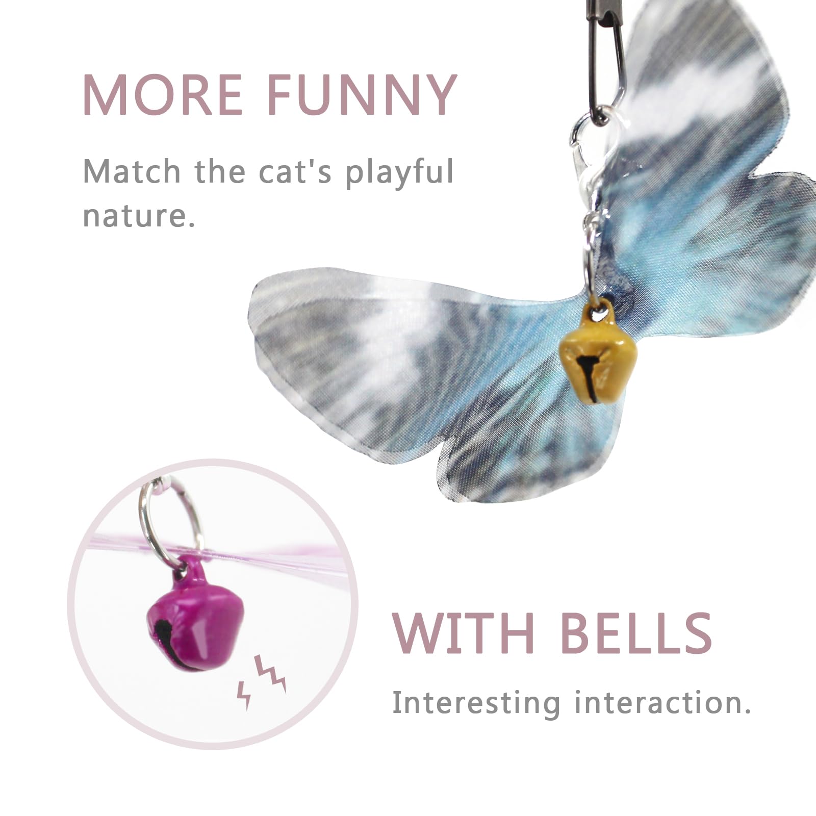 SONGWAY 13-Piece Cat Butterfly Toys Set - Interactive Retractable Cat Wand with Bell & Replacement Refills - Fun Indoor Play for Kittens & Adult Cats - Perfect for Exercise, Bonding & Stress Relief