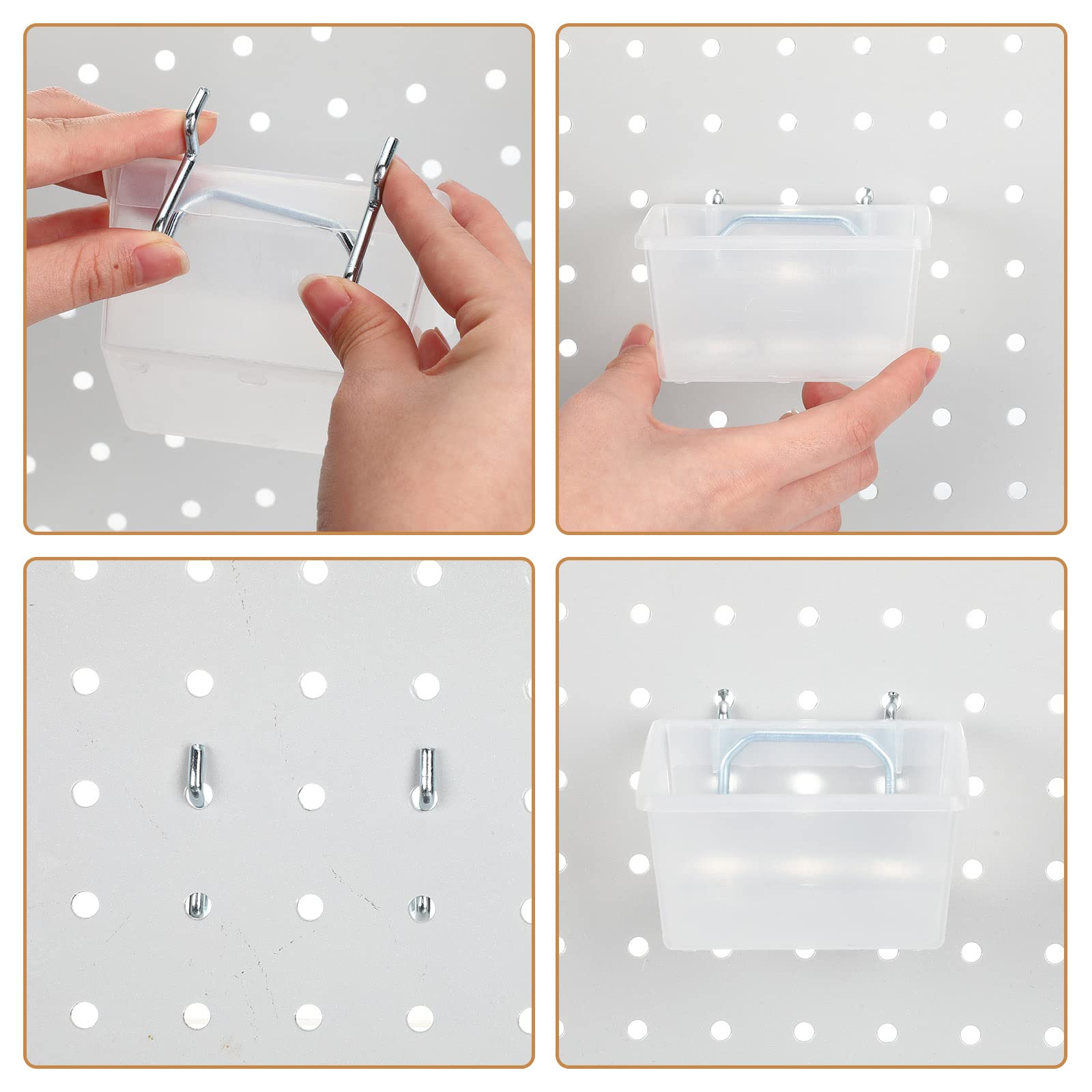 Yookeer 16-Piece Pegboard Bins Kit with Hooks - Clear Plastic Storage Organizers for Pegboard Wall | Perfect for Hardware, Tools & Craft Room Organization | Garage, Workshop & Home Storage Solutions