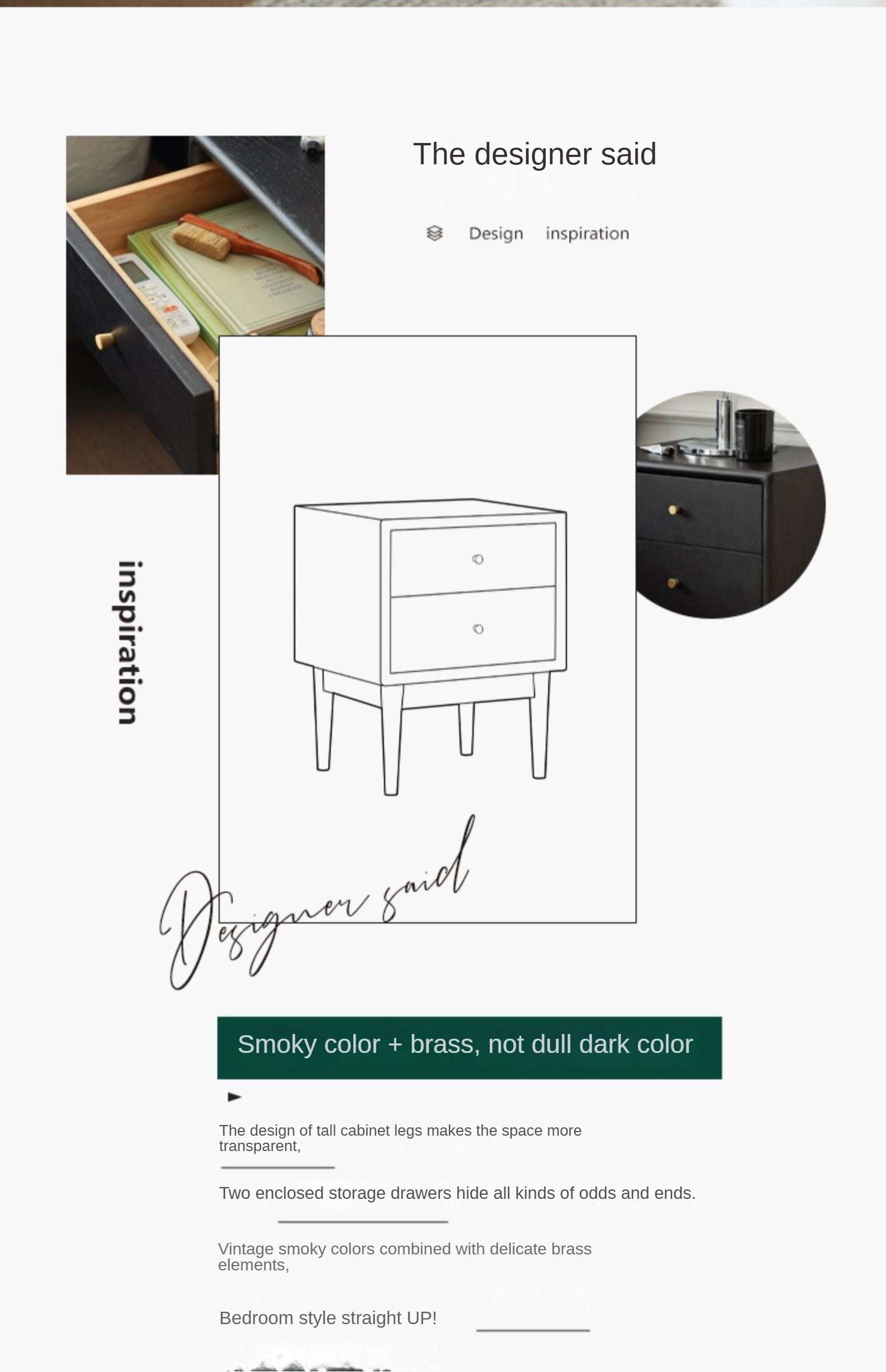 Solid Oak Wood Nightstand in Smoked Finish - Perfect for Bedroom, Living Room, or Office Furniture